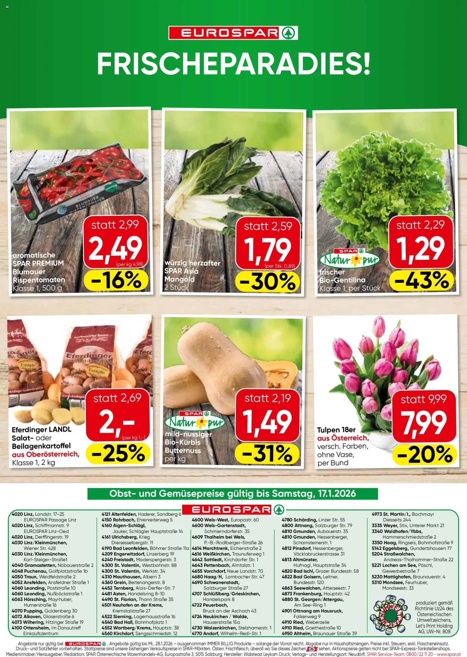 Eurospar Flugblatt - Oberösterreich gültig ab 15.01.2026 | Seite: 16 | Produkte: Salat, Obst, Bad, Äpfel
