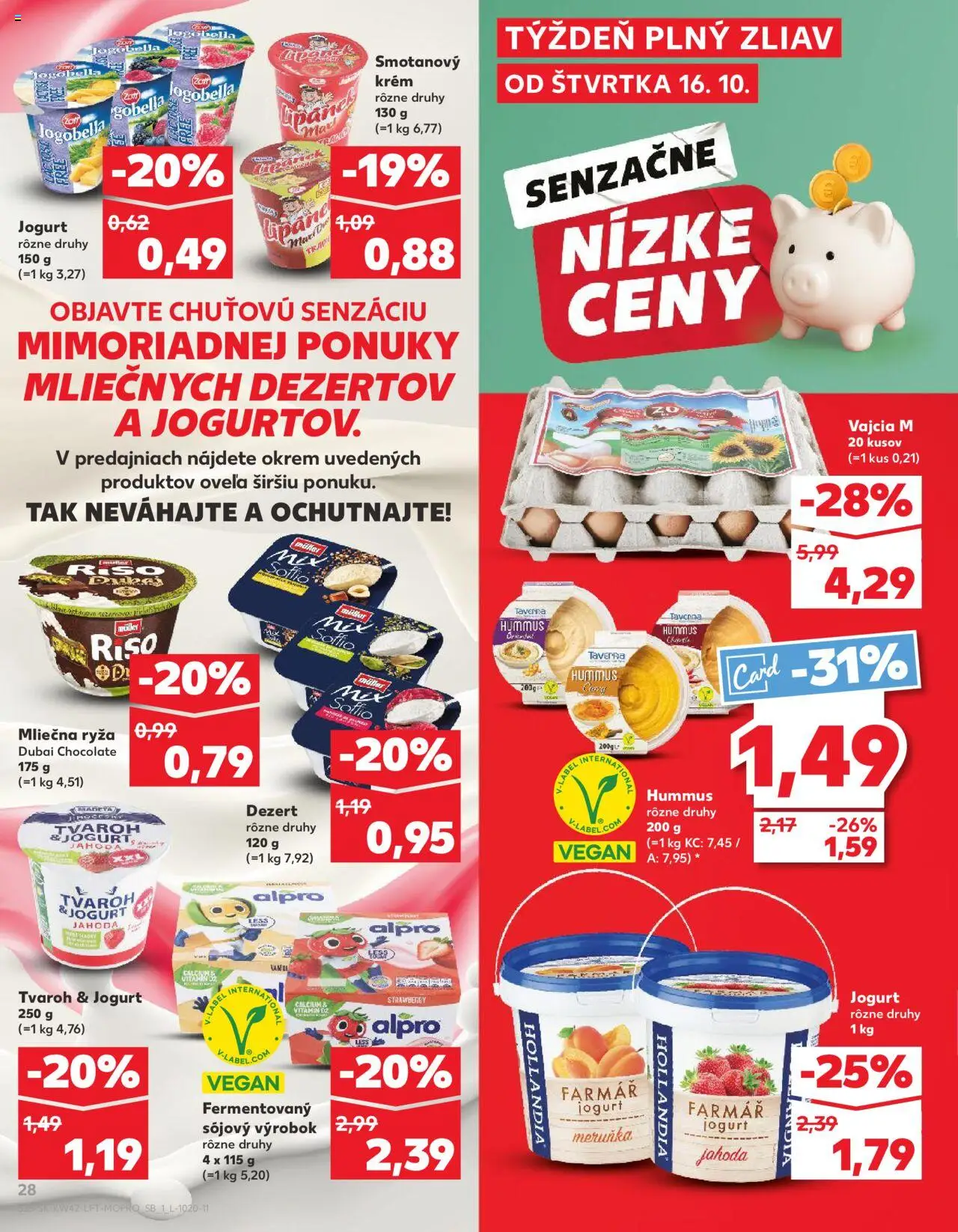 Nové Kaufland akcie – leták je platný od 16.10.2025 | Strana: 28 | Produkty: Jogurt, Vajcia, Krém, Alpro