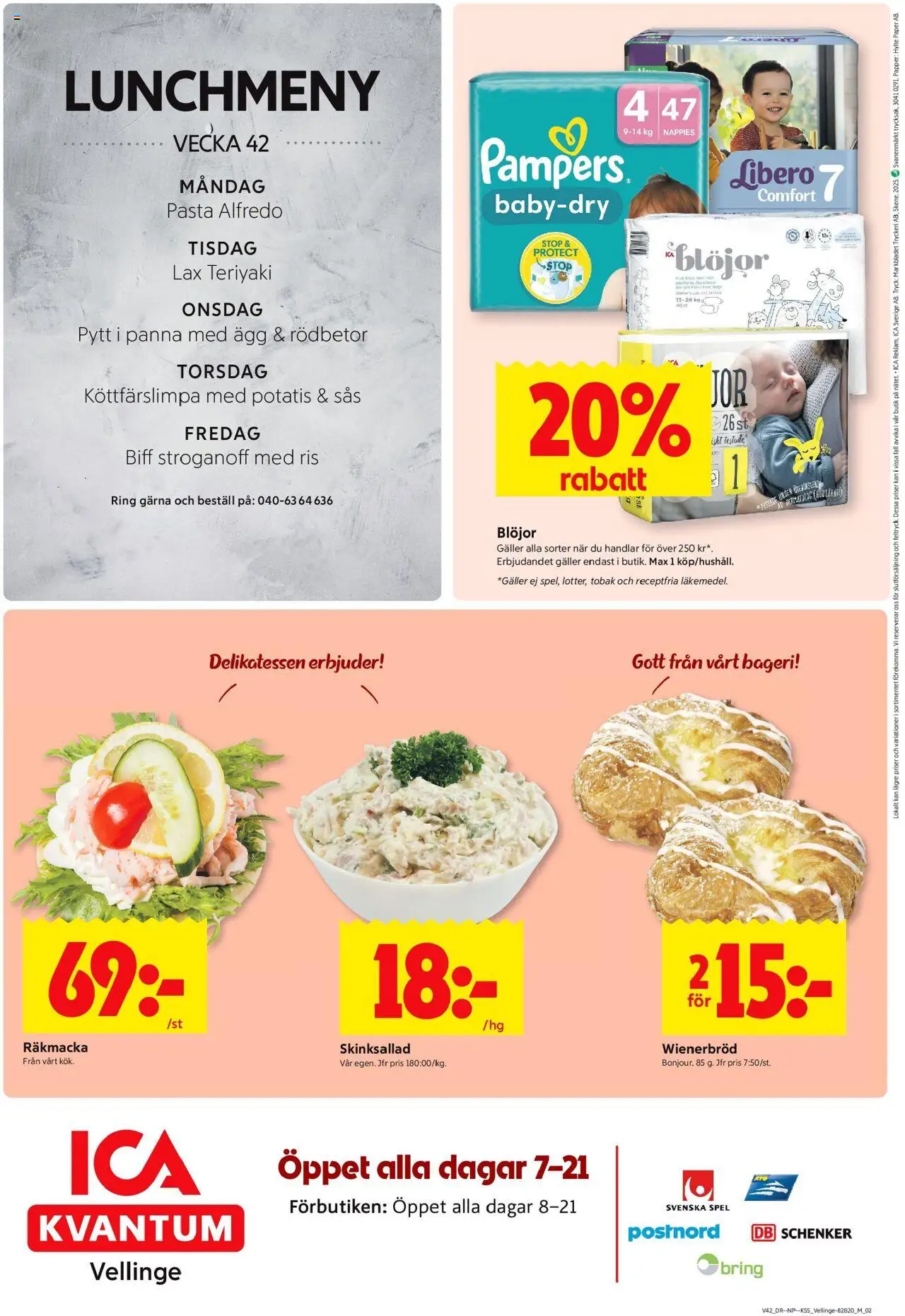 ICA Kvantum reklamblad aktuell från 13.10.2025 | Sida: 12 | Produkter: Lax, Ring, Pasta, Spel