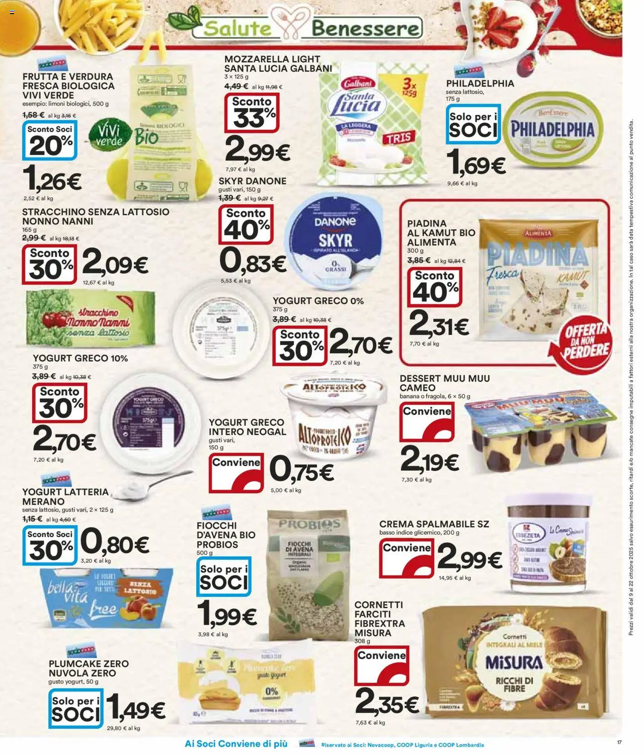 Volantino Ipercoop del 09.10.2025 | Pagina: 17 | Prodotti: Yogurt greco, Crema, Frutta, Plumcake