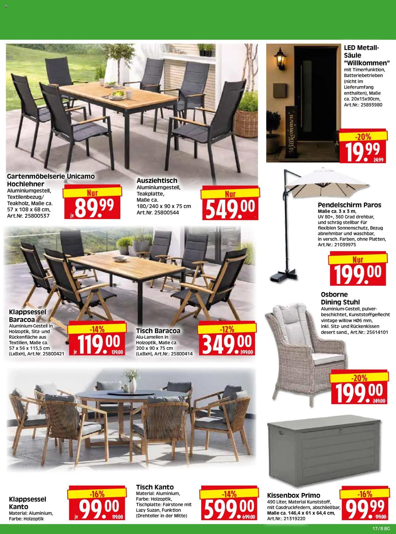 HERKULES  Bau & Garten – gültig ab 20.04.2026 | Seite: 8 | Produkte: Osborne, Tisch, Stuhl