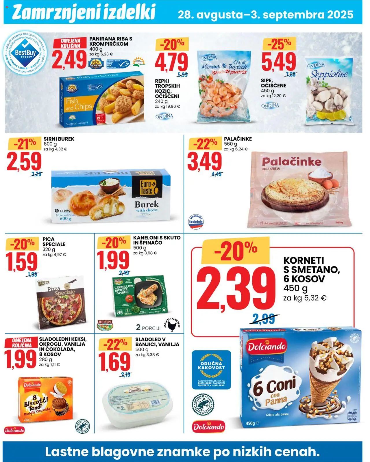 Eurospin katalog │ velja od 28.08.2025 | Stran: 6 | Izdelki: Palačinke, Pica, Riba, Sladoled