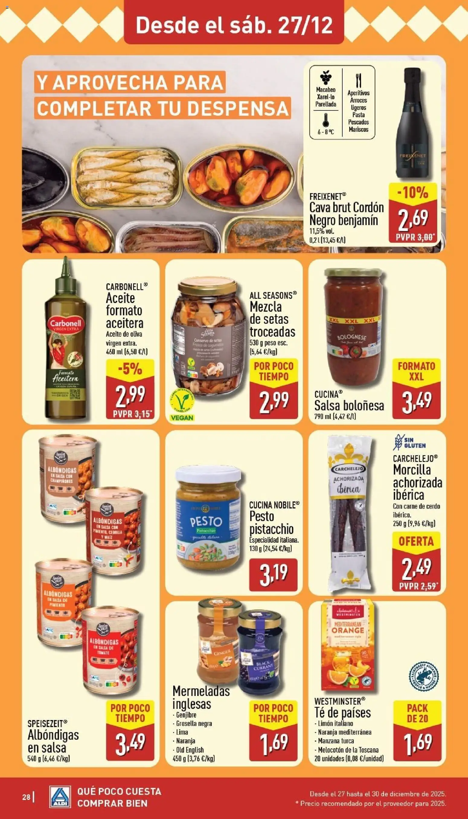 Aldi folleto Península │ válido desde el 22.12.2025 | Página: 28 | Productos: Cerdo, Pasta, Κάδος απορρυμάτων, Παγωμένο τσάι