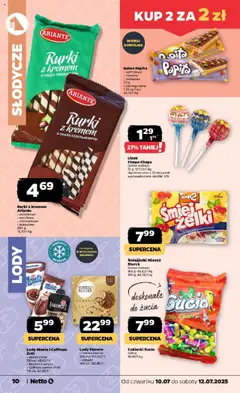 Netto gazetka - Spożywcza od 10.07.2025 | Strona: 10 | Produkty: Słodycze, Rurki z kremem, Sok, Lody