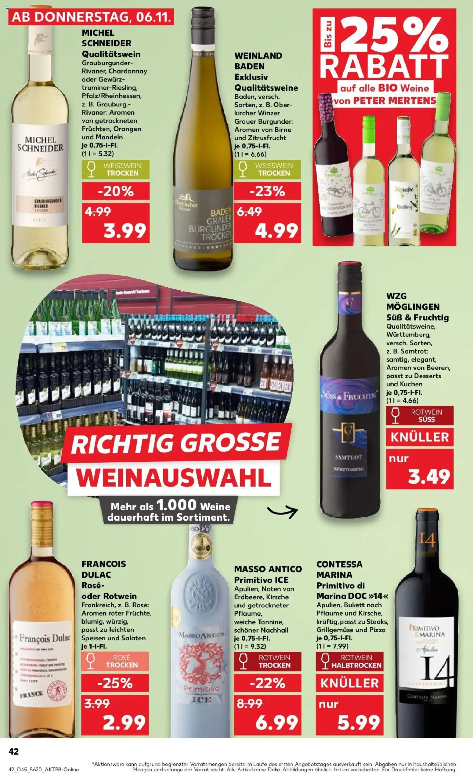 Kaufland prospekt Heinsberg	 – gültig ab 10.11.2025 | Seite: 42 | Produkte: Rotwein, Weißwein trocken, Birne, Kuchen