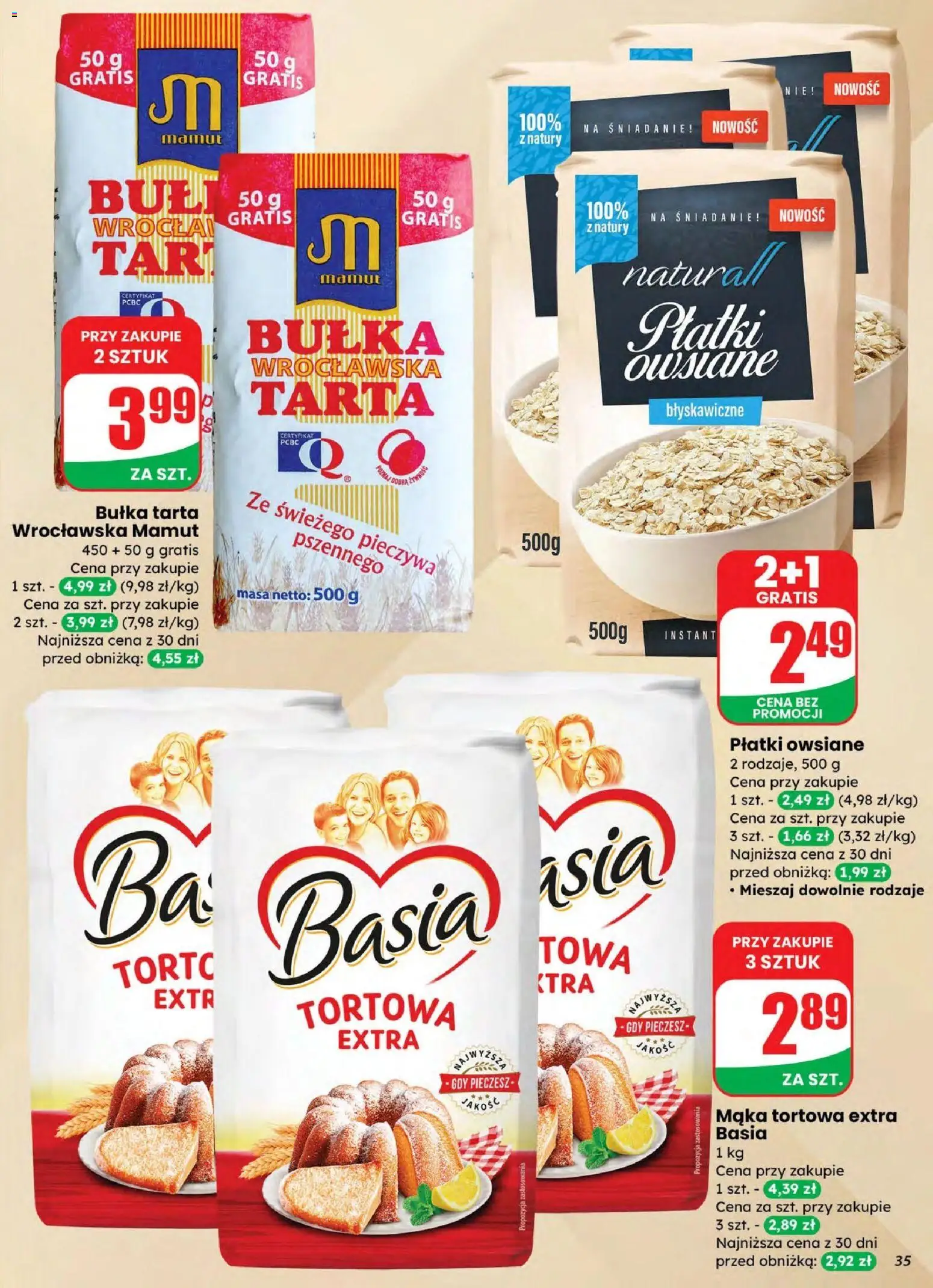 Dino gazetka od 04.03.2026 | Strona: 35 | Produkty: Płatki owsiane, Bułka tarta, Bułka, Płatki