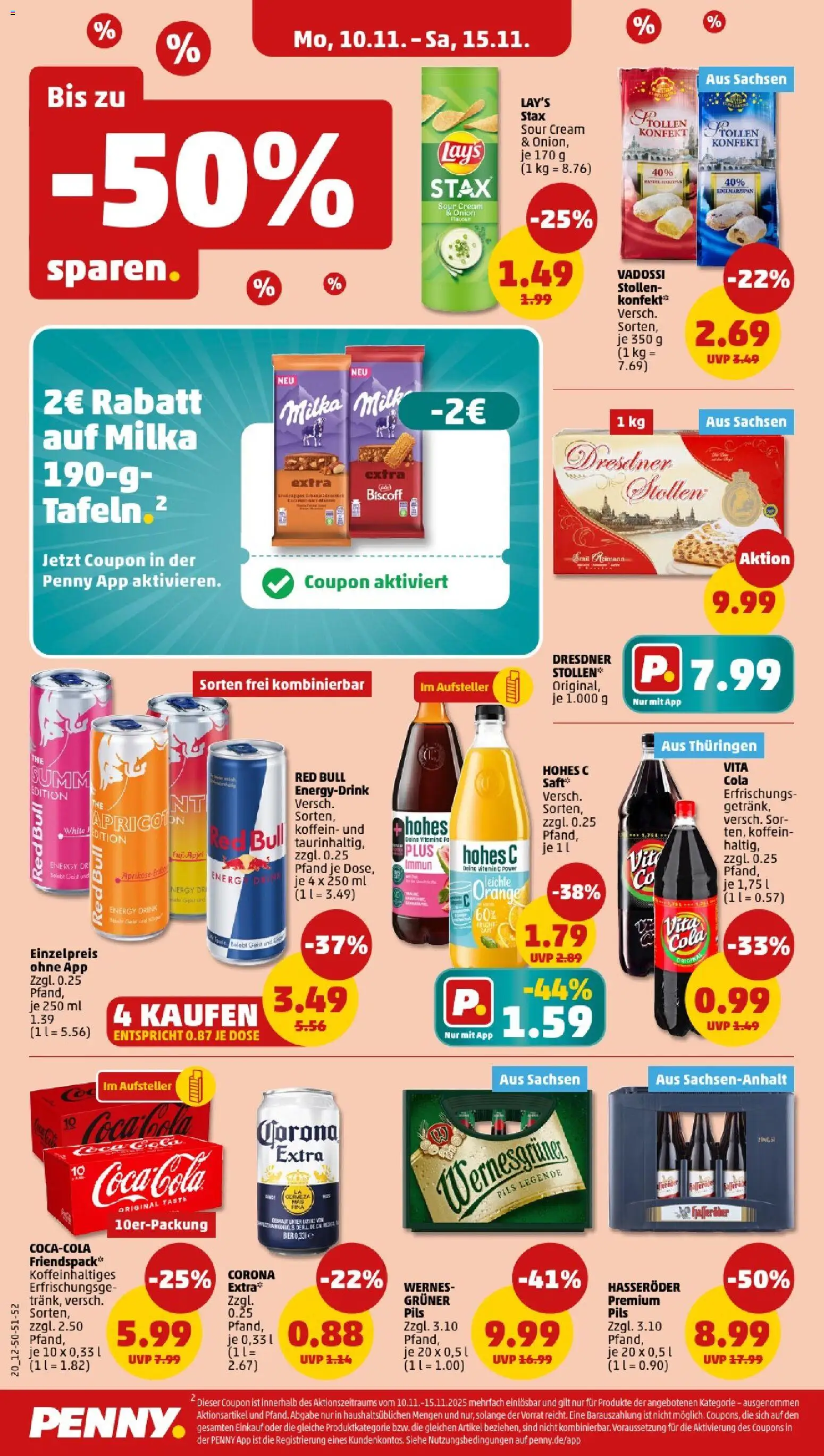 Penny - Sachsen – gültig ab 10.11.2025 | Seite: 20 | Produkte: Cola, Energy, Wernesgruner, Hohes c