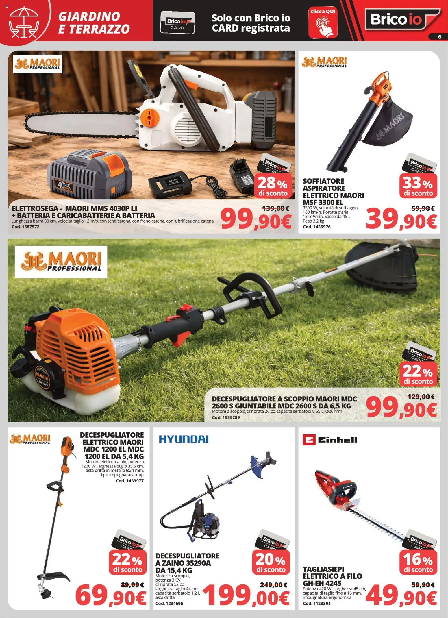 Volantino Brico io del 05.03.2026 | Pagina: 6 | Prodotti: Zaino, Tagliasiepi, Batteria, Caricabatterie