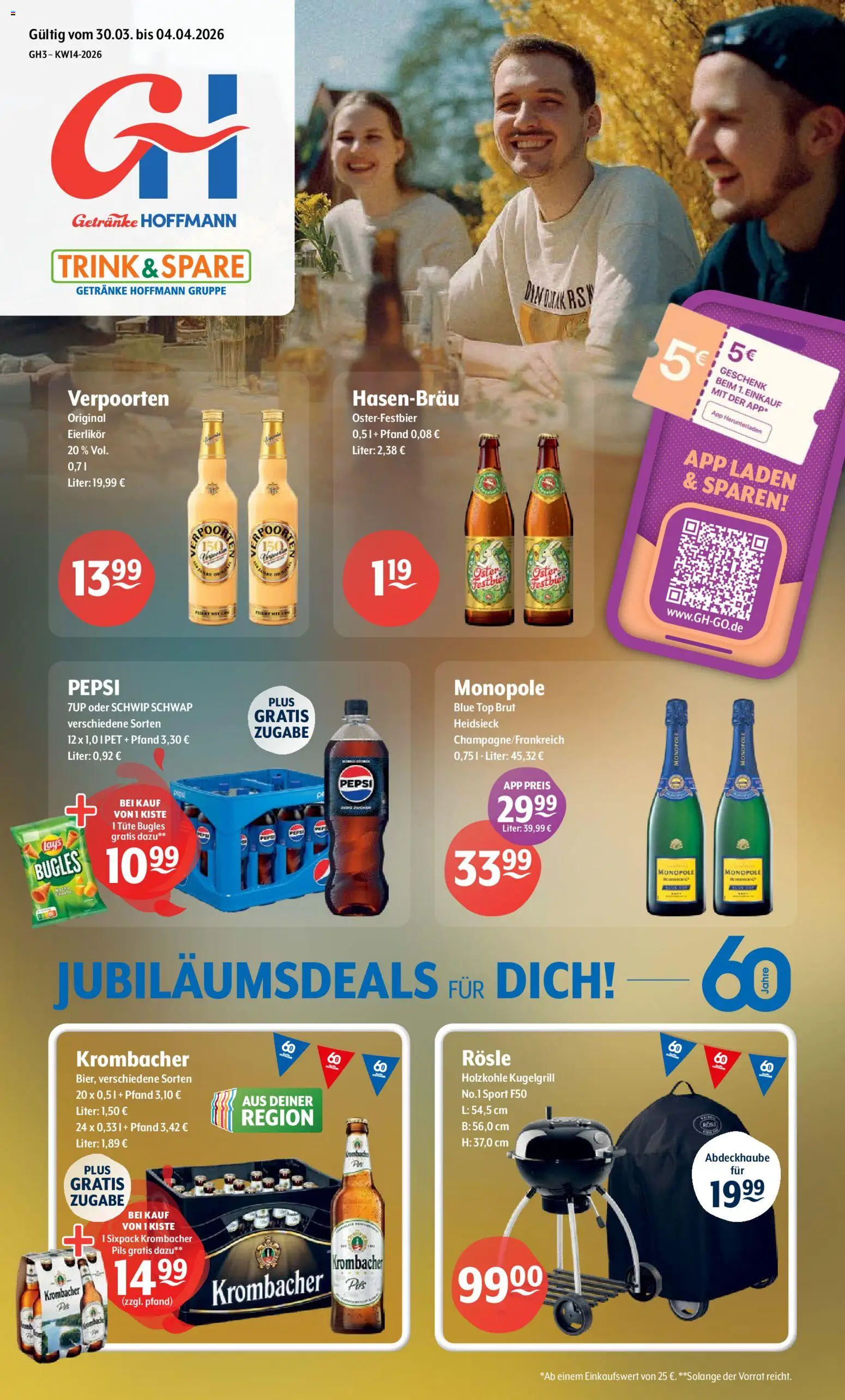 Trink und Spare Prospekt 	 – gültig ab 30.03.2026 | Seite: 1 | Produkte: Pils, Schwip schwap, Krombacher, Pepsi