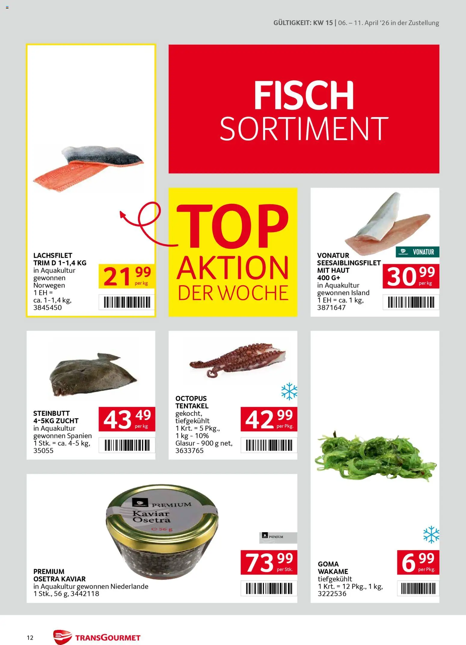 Transgourmet Zustellaktion gültig ab 06.04.2026 | Seite: 12 | Produkte: Fisch