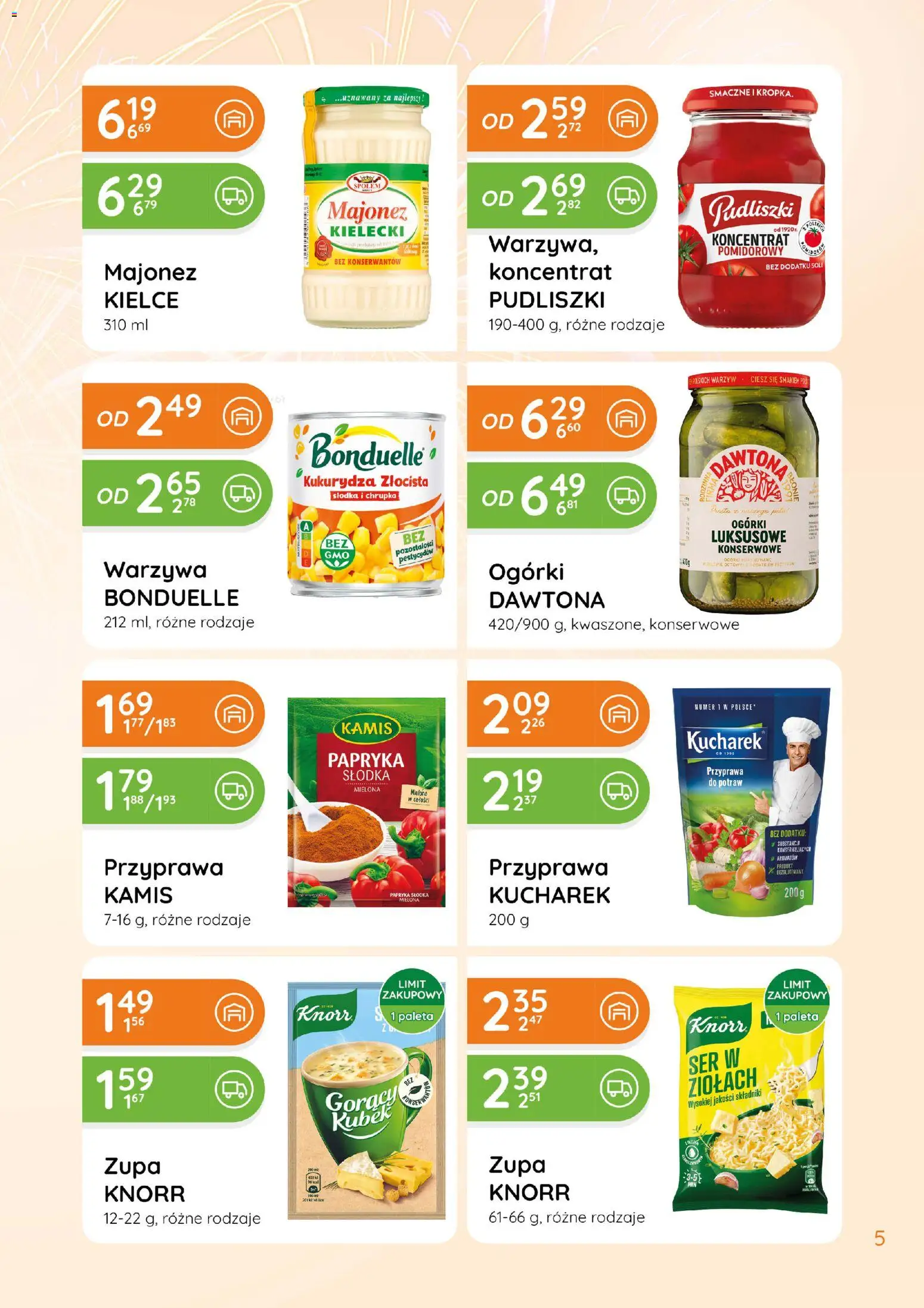 Eurocash Gazetka - Ofensywa Spożywcza od 08.01.2026 | Strona: 5 | Produkty: Koncentrat pomidorowy, Kukurydza, Ser, Ogórki