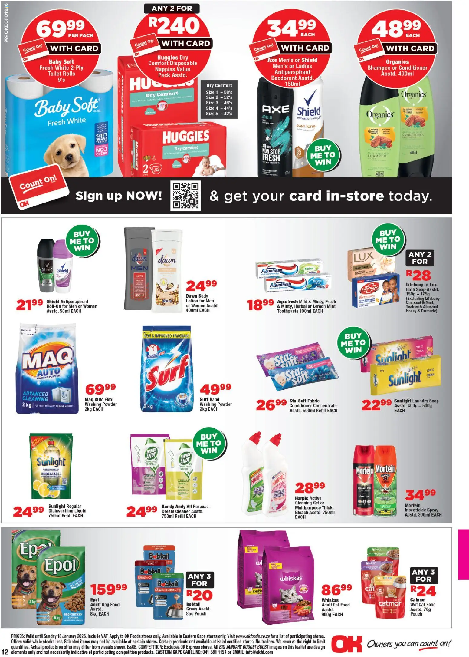 New OK Foods catalogue – valid from 05.01.2026 | Page: 12 | Products: Fragrance, Gravy, Toothpaste, Dishwashing liquid