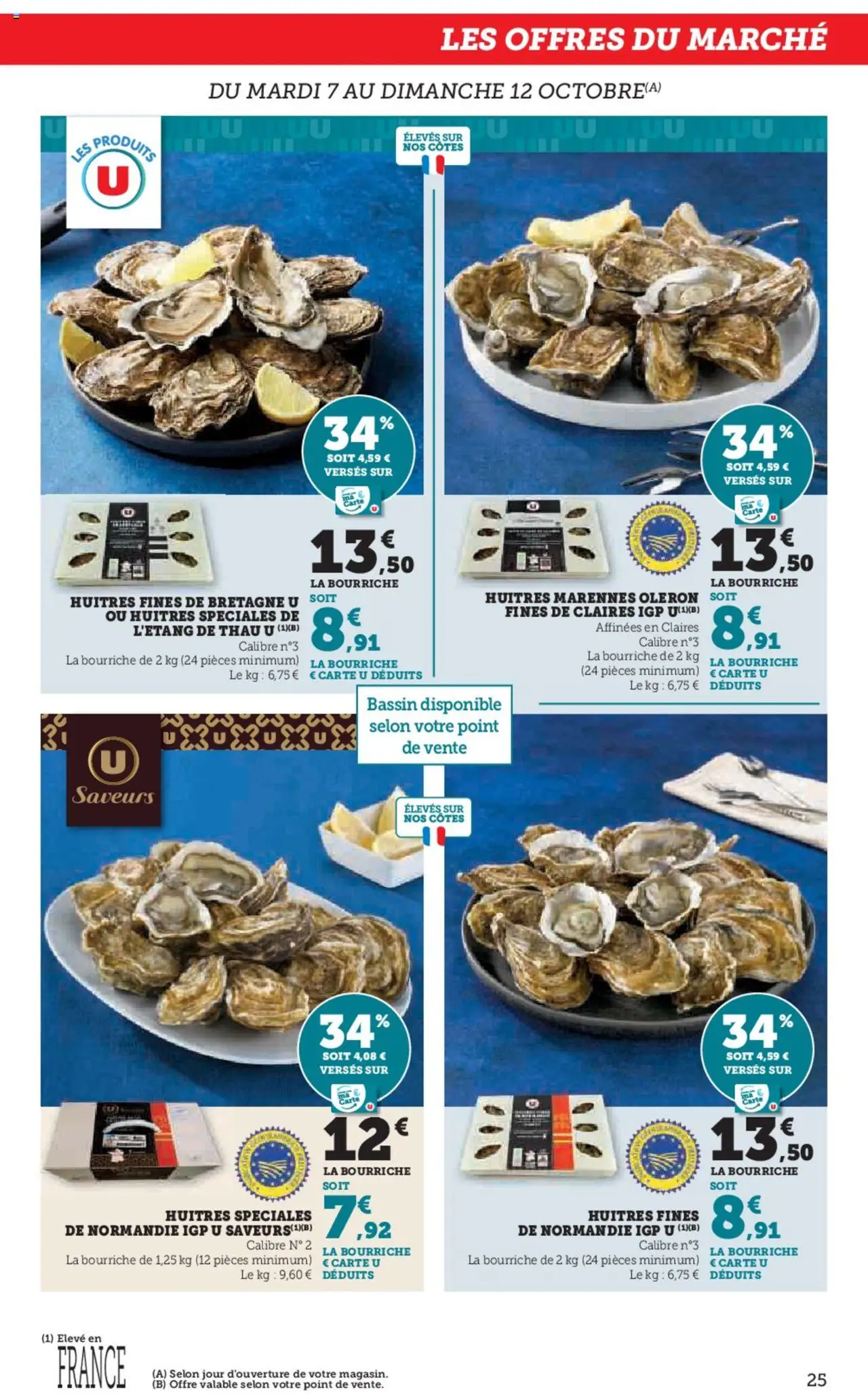 {H1} | Page: 25 | Produits: Huîtres fines, Huîtres