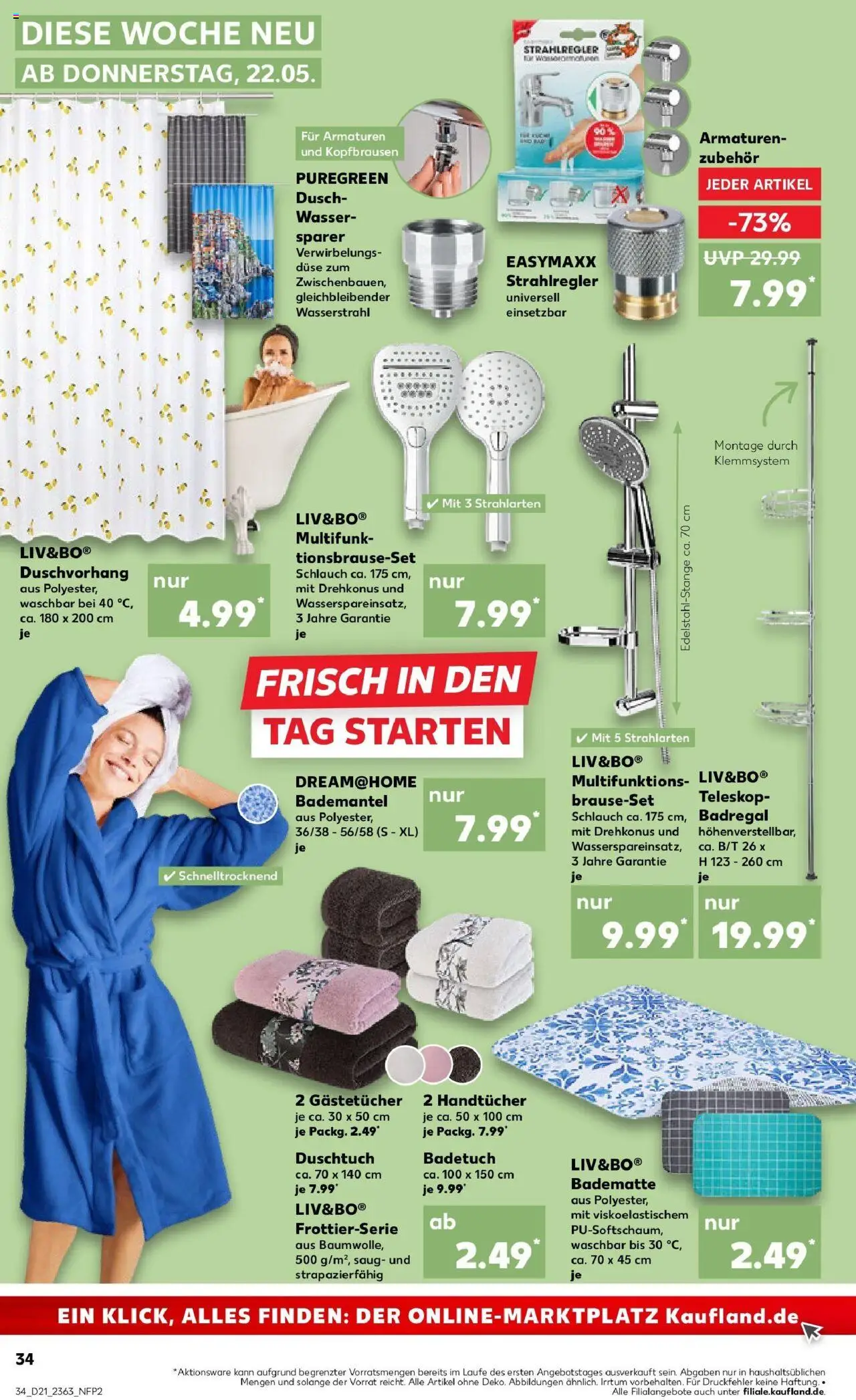 Kaufland prospekt Bad Kreuznach	 - gültig ab dem 22.05.2025 | Seite: 34 | Produkte: Badregal, Wasser, Bademantel