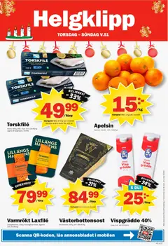 Pekås - erbjudanden - Förhandsvisning av reklamblad från butik Pekås aktuell från 15.12.2025 | Sida: 12 | Produkter: Visp, Torskfile, Apelsin, Vispgrädde