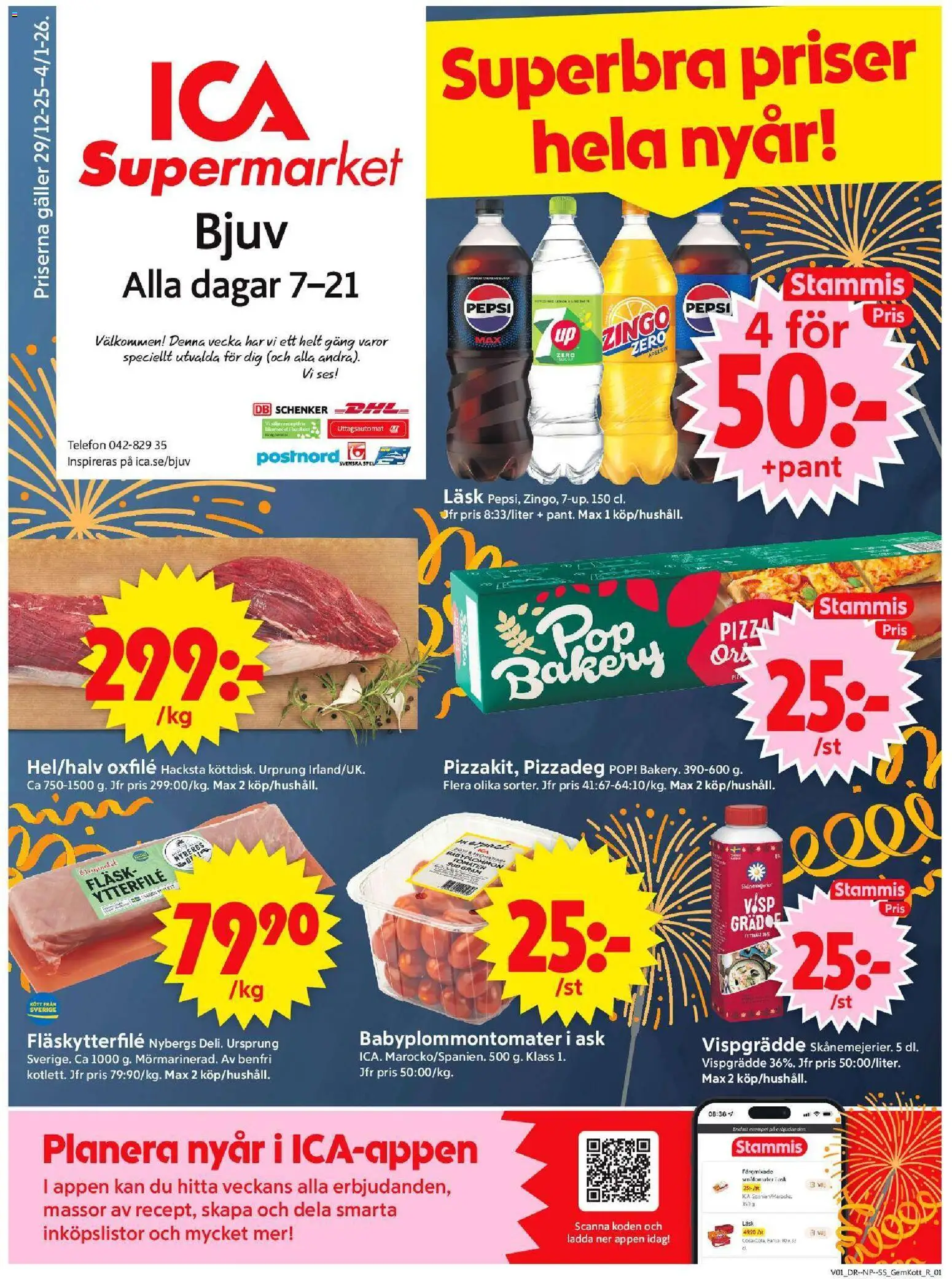 ICA Supermarket reklamblad aktuell från 30.12.2025 | Sida: 1 | Produkter: Visp, Fläskytterfilé, Spel, Vispgrädde