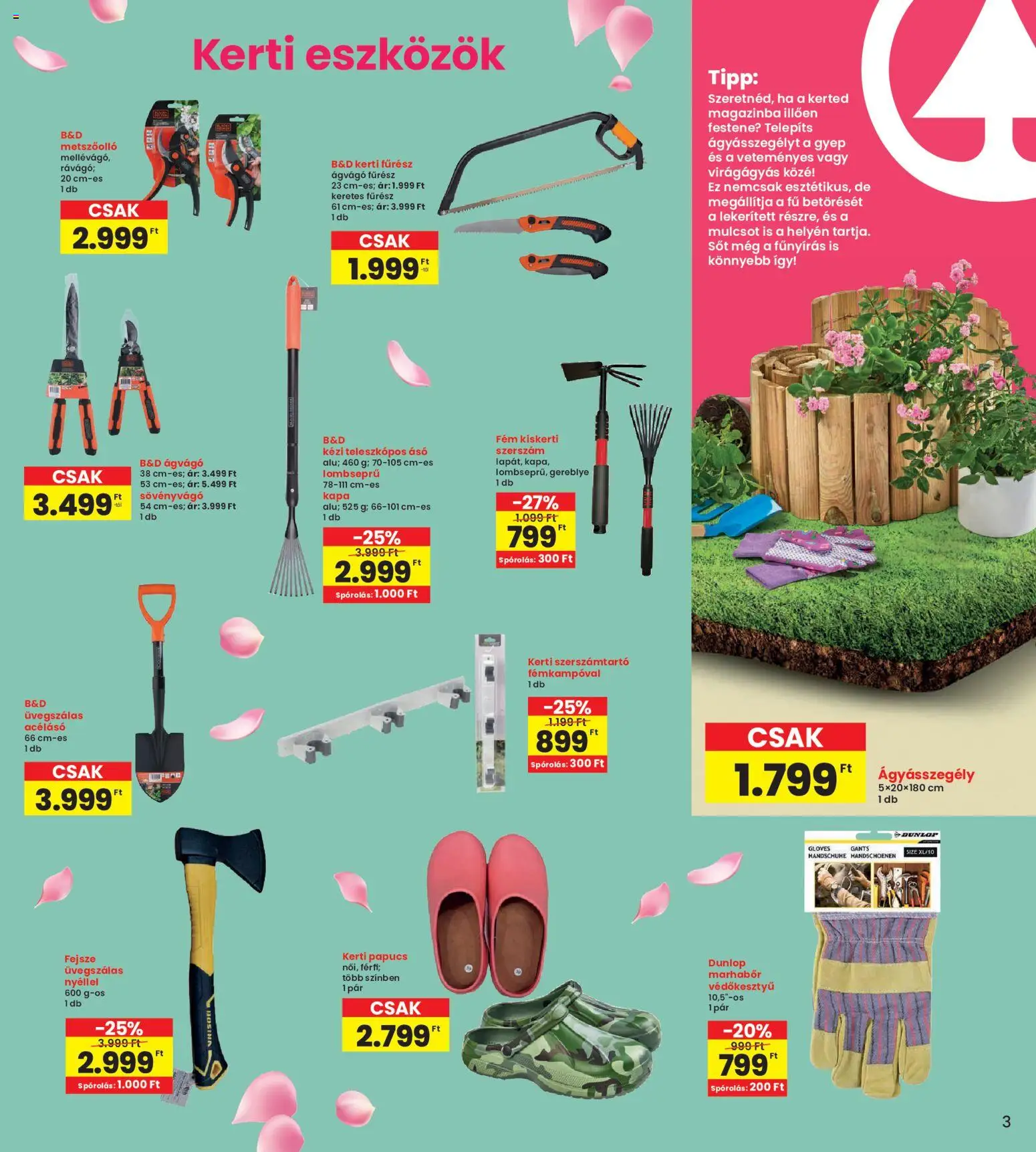 Interspar akciós ujság - amely érvényes a következő dátumtól: 19.03.2026 | Oldal: 3 | Termékek: Ágyásszegély, Sövényvágó, Metszőolló, Ágvágó