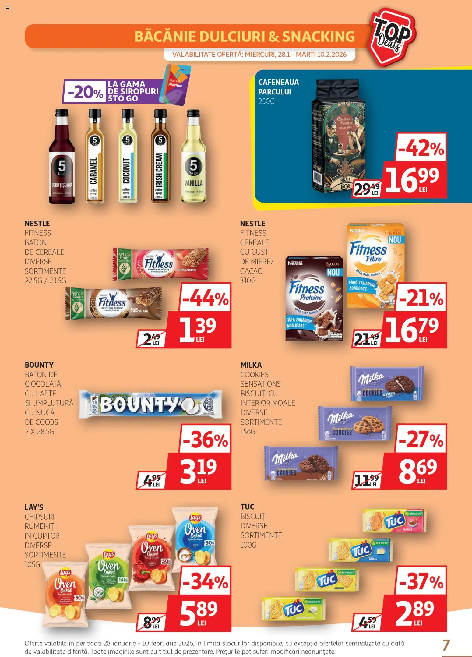 Noul catalog Auchan – valabil de la 28.01.2026 | Pagină: 7 | Produse: Cuptor, Cereale, Baton cereale, Cacao