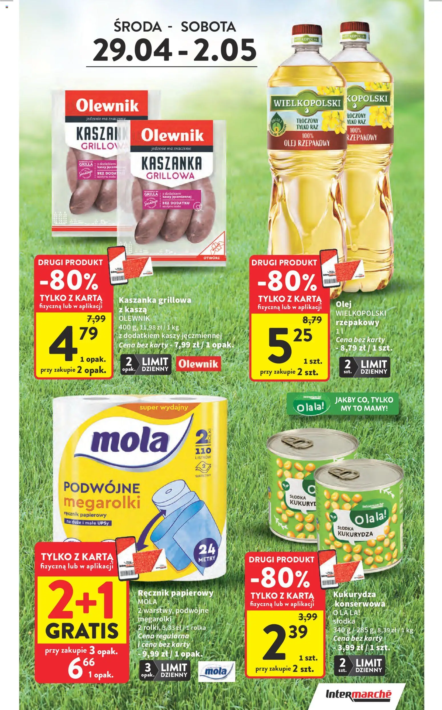 Intermarche gazetka od 29.04.2026 | Strona: 5 | Produkty: Karta, Rolki, Kukurydza, Kaszanka