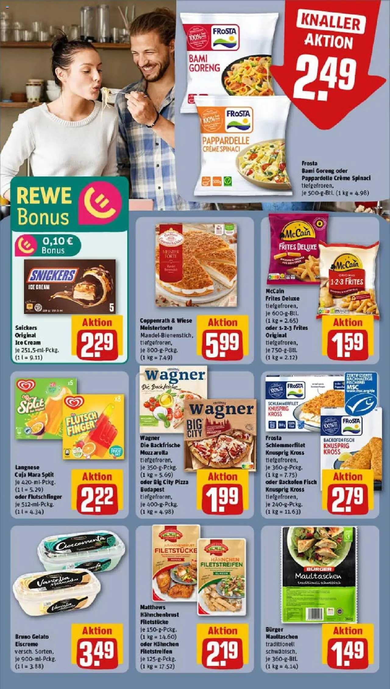 Rewe prospekt Lemgo	 - gültig ab dem 20.07.2025 | Seite: 14 | Produkte: Langnese, Burger, Snickers, Frosta