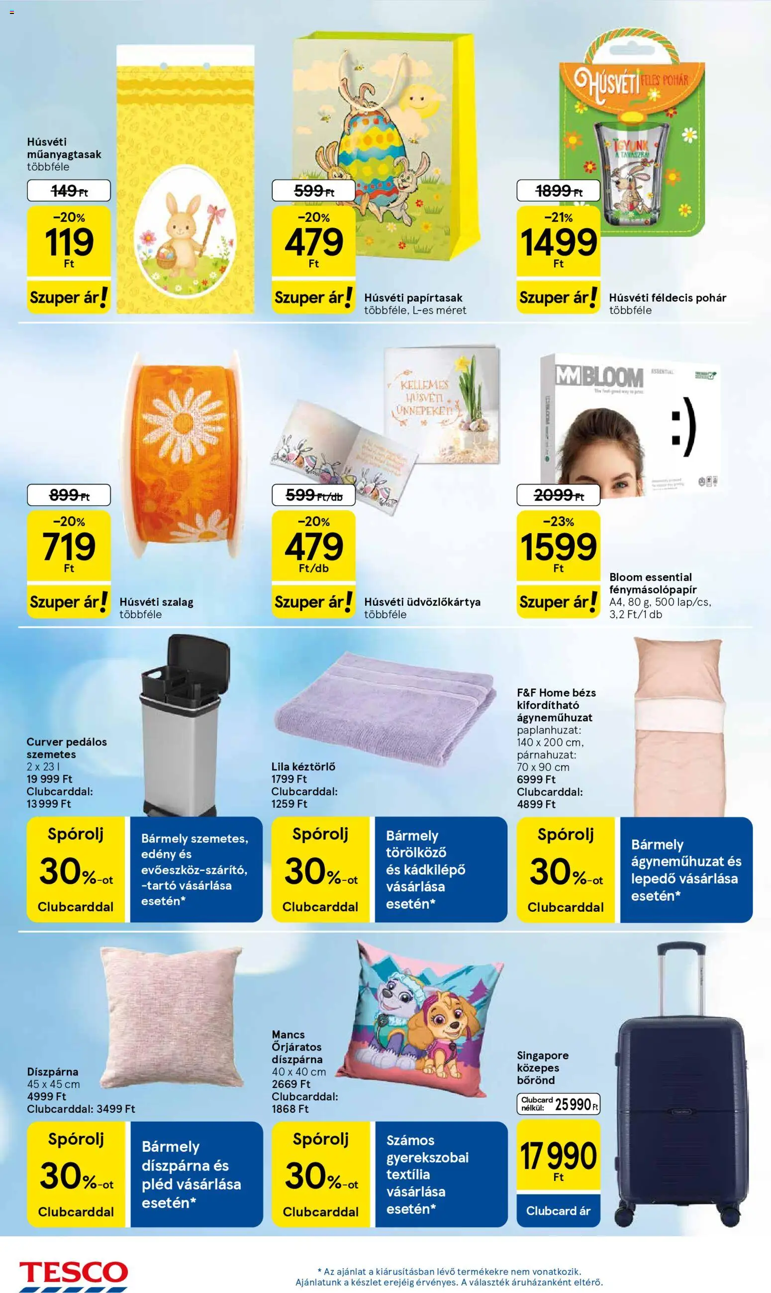 Tesco akciós ujság - amely érvényes a következő dátumtól: 26.03.2026 | Oldal: 34 | Termékek: Bőrönd, Párnahuzat, Edény, Ágyneműhuzat