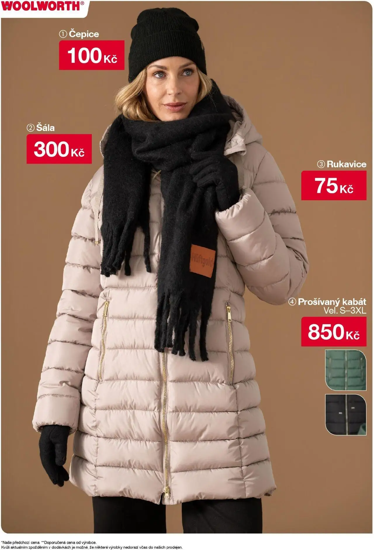 Woolworth leták od 03.10.2025 - akční nabídka | Strana: 7 | Produkty: Kabát, Šála, Čepice, Rukavice