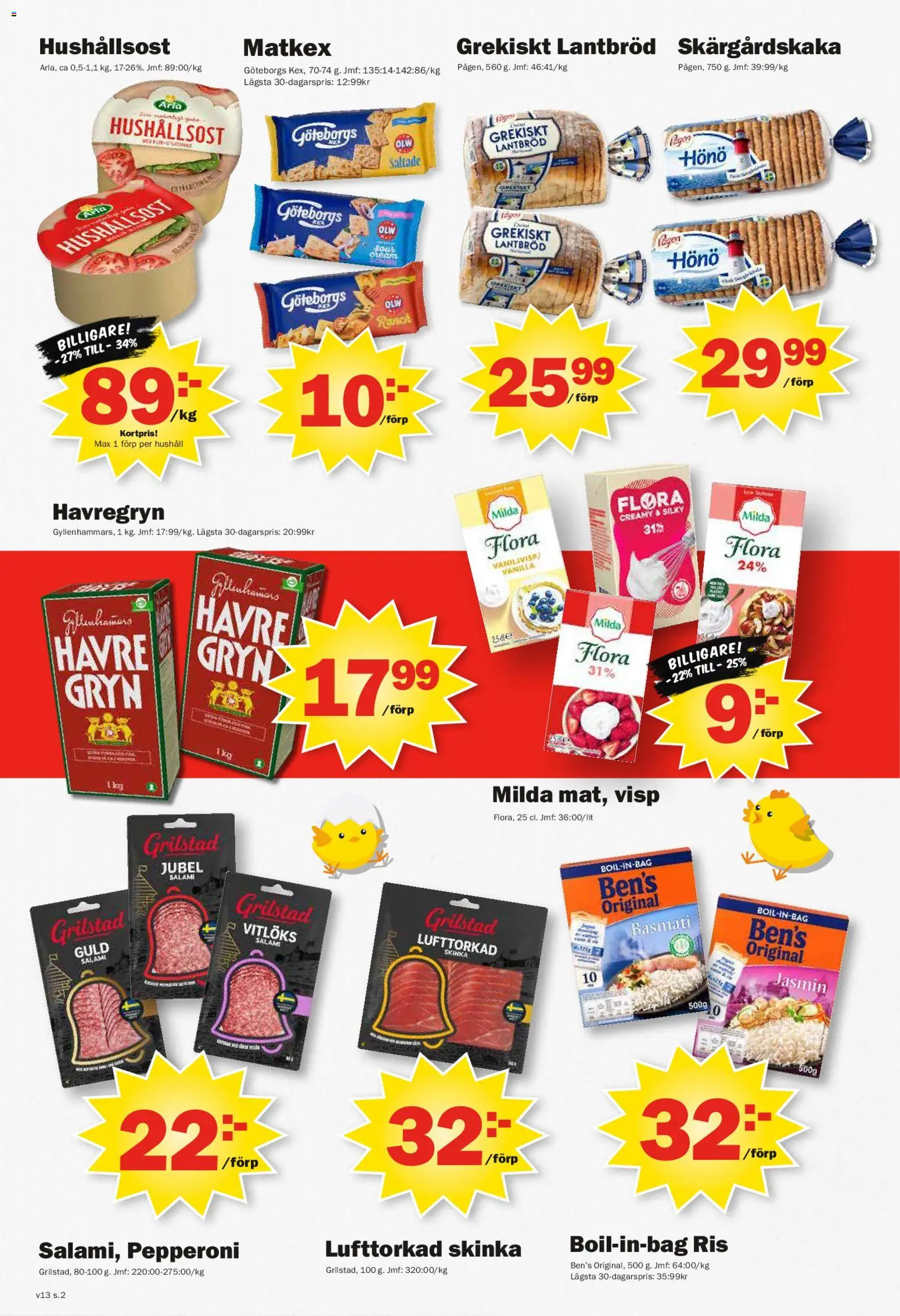 Pekås reklamblad aktuell från 23.03.2026 | Sida: 2 | Produkter: Havregryn, Salami, Lantbröd, Skinka