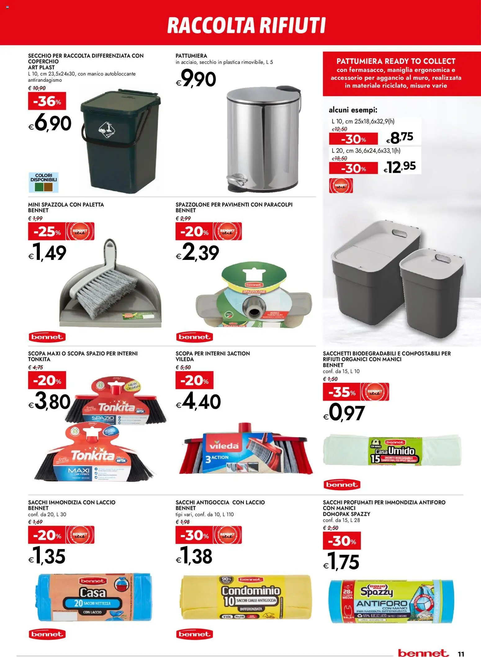 Volantino bennet del 08.01.2026 | Pagina: 11 | Prodotti: Spazzola, Paletta, Secchio, Pattumiera