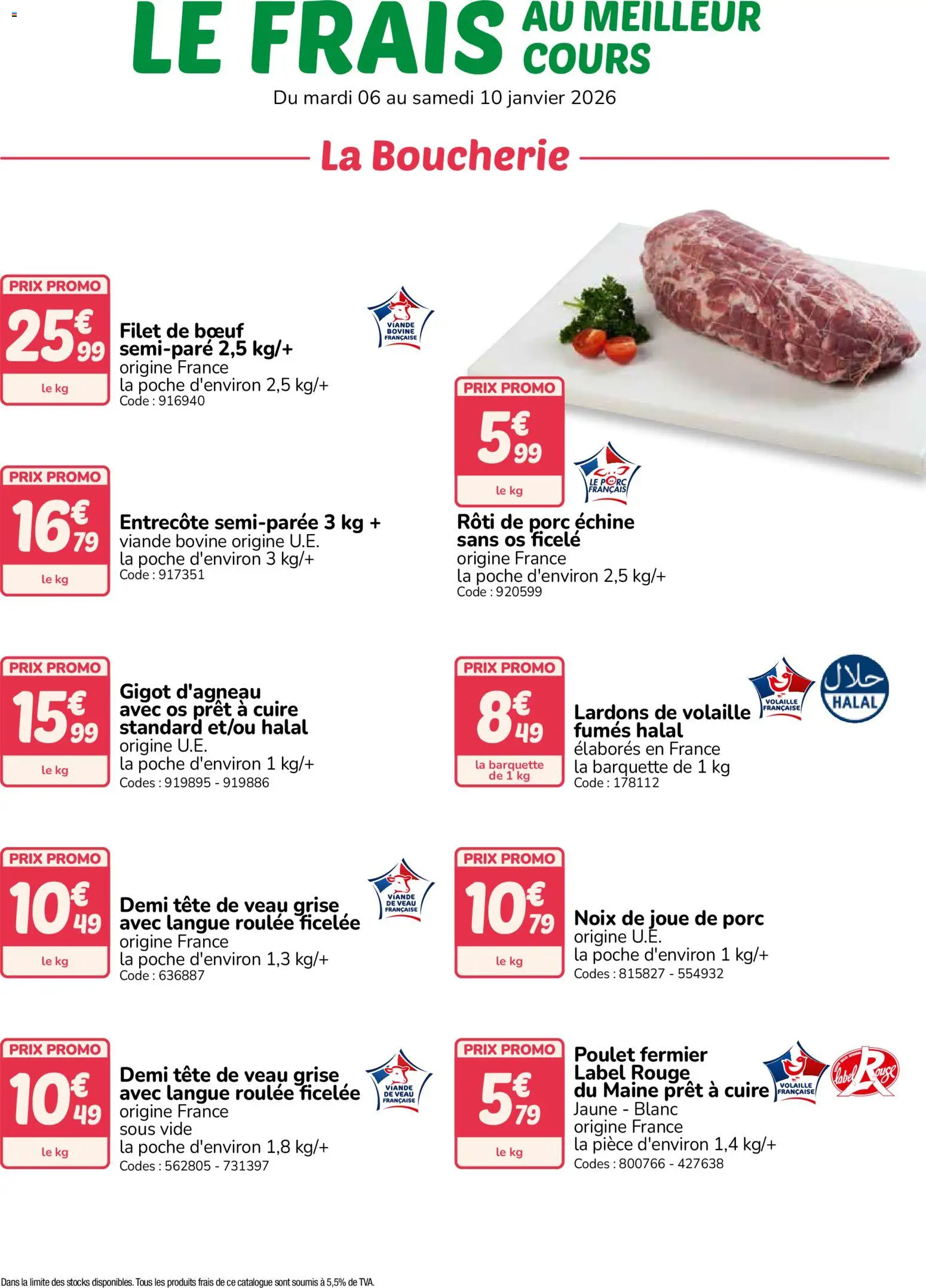 {H1} | Page: 1 | Produits: Tête de veau, Lardons, Joue de porc, Noix