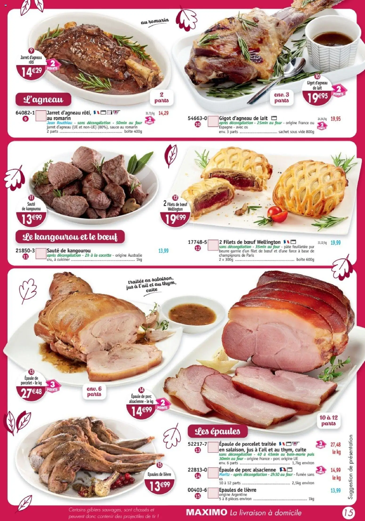 {H1} | Page: 15 | Produits: Gigot d'agneau, Four, Beurre, Porc