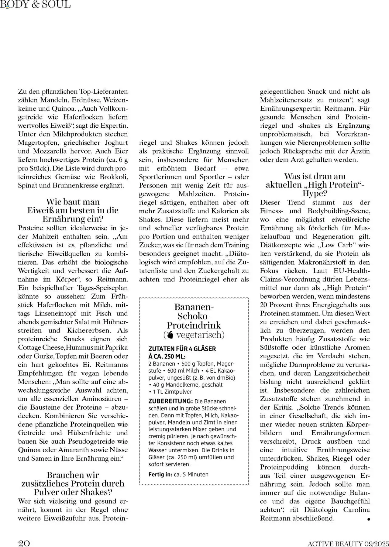 dm drogerie markt Active Beauty Magazin 09/2025 gültig ab 10.09.2025 | Seite: 20 | Produkte: Salat, Milch, Joghurt, Bananen
