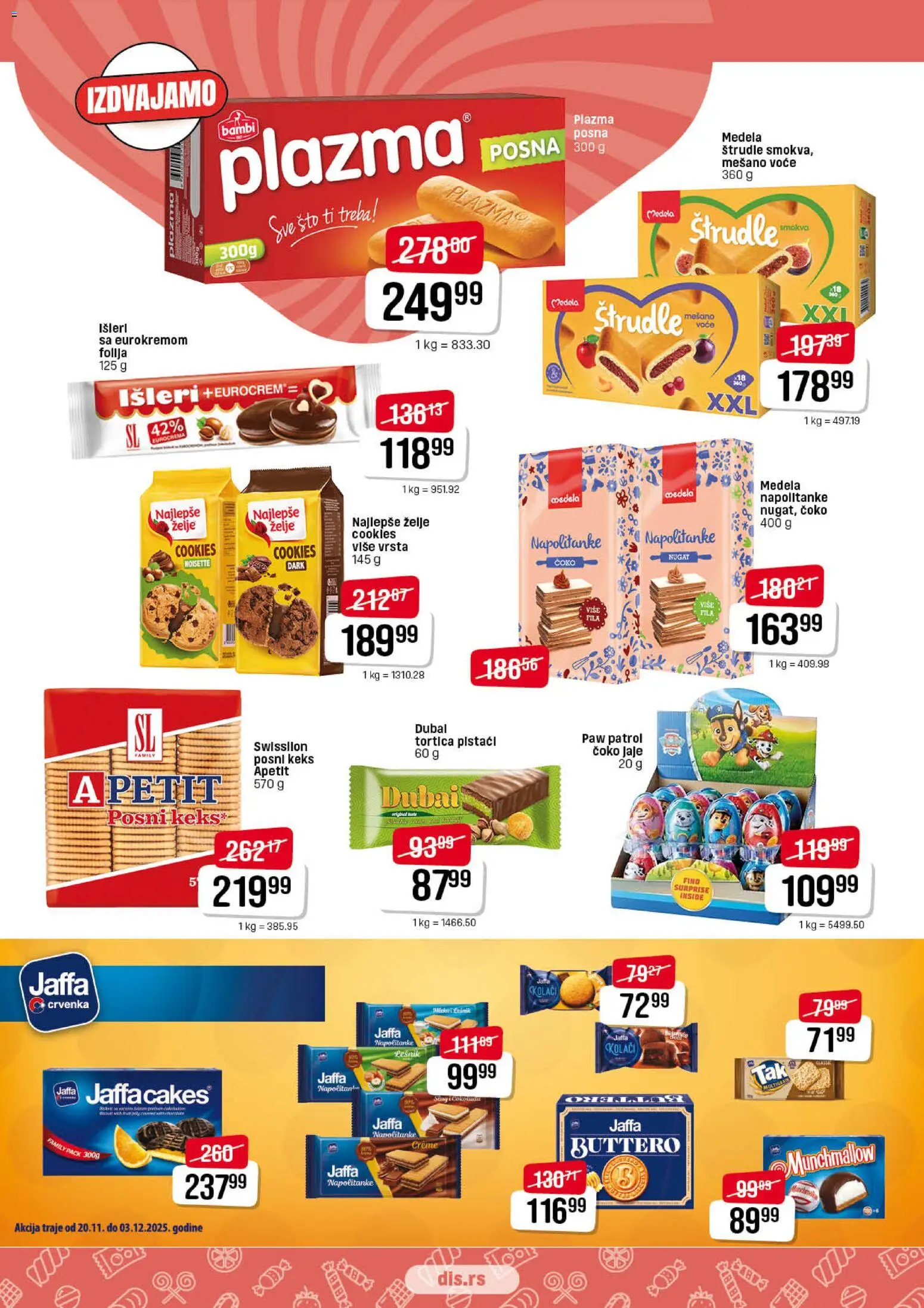 DIS katalog - važi od 20.11.2025 | Strana: 13 | Proizvode: Keks, Munchmallow, Kolač, Napolitanke