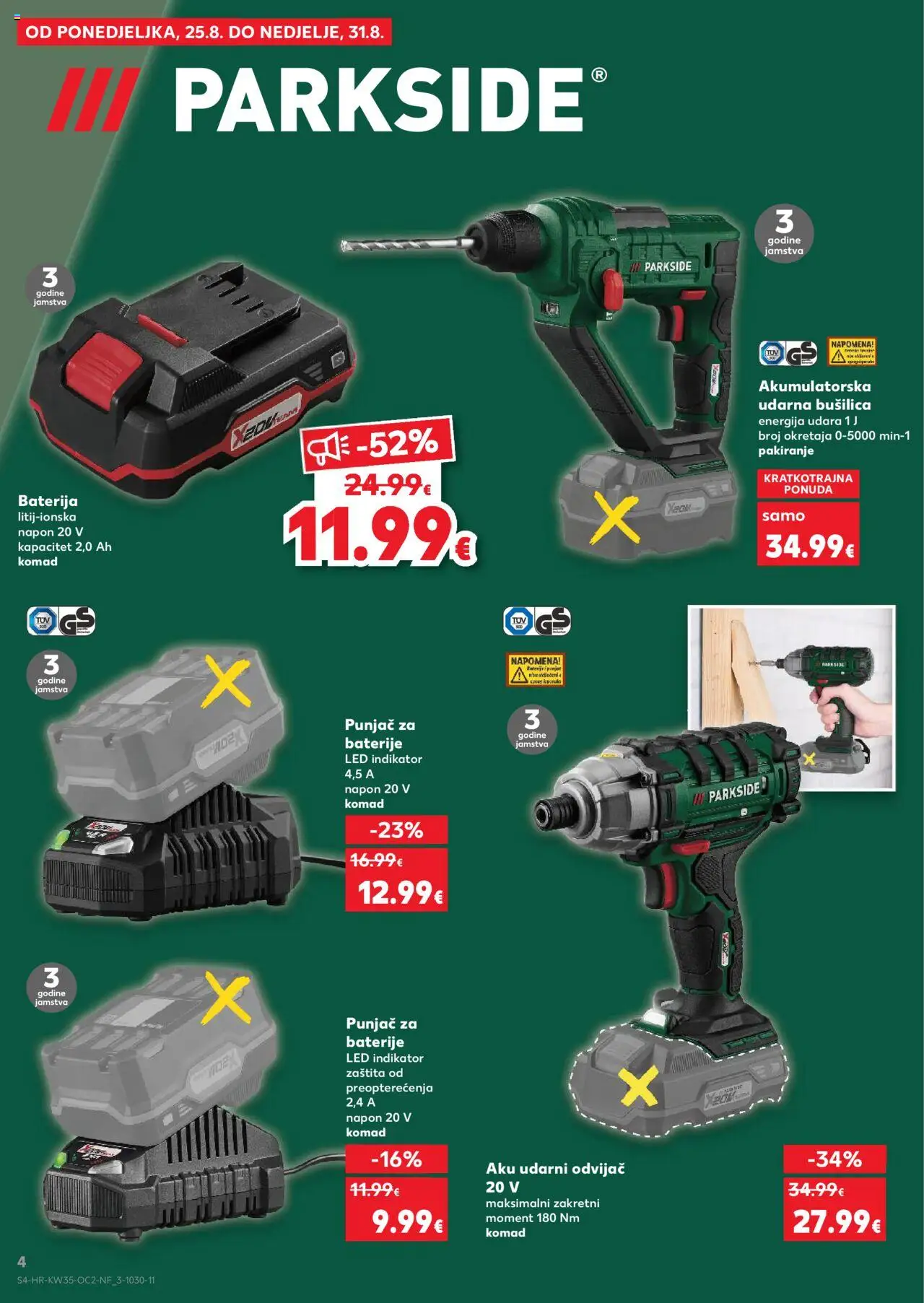 Kaufland katalog | vrijedi od 27.08.2025 | Stranica: 4 | Proizvodi: Baterija, Baterije, Odvijač, Parkside