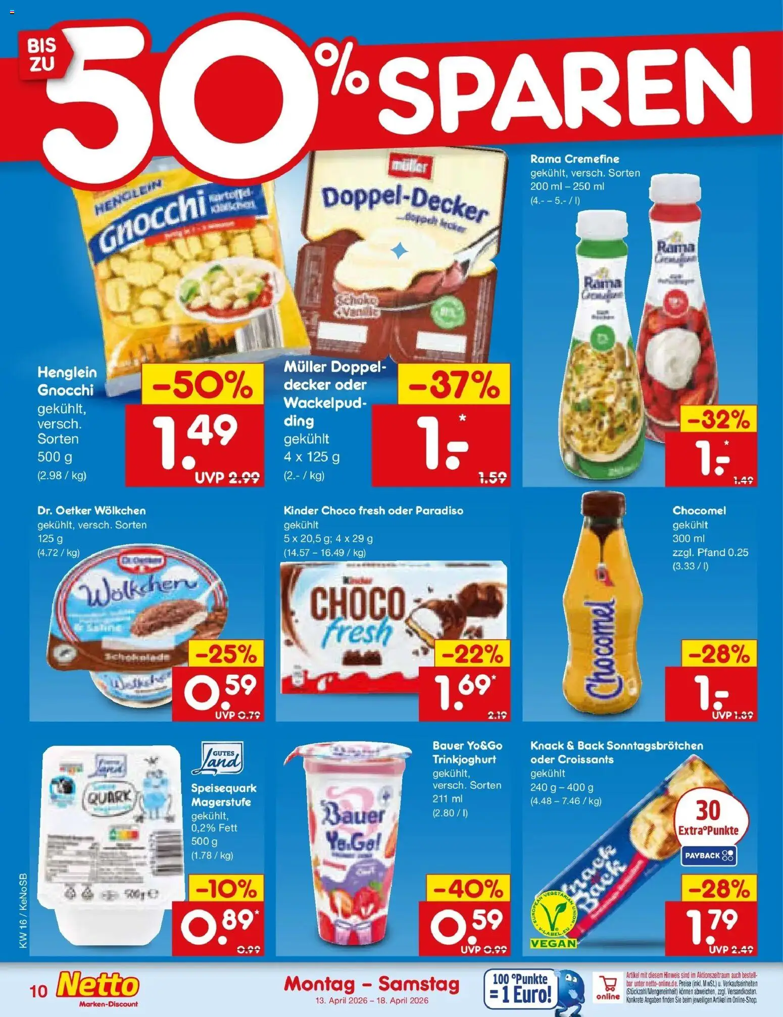 Netto Marken-Discount Prospekt Bonn	 – gültig ab 13.04.2026 | Seite: 12 | Produkte: Rama, Quark, Rama cremefine, Chocomel