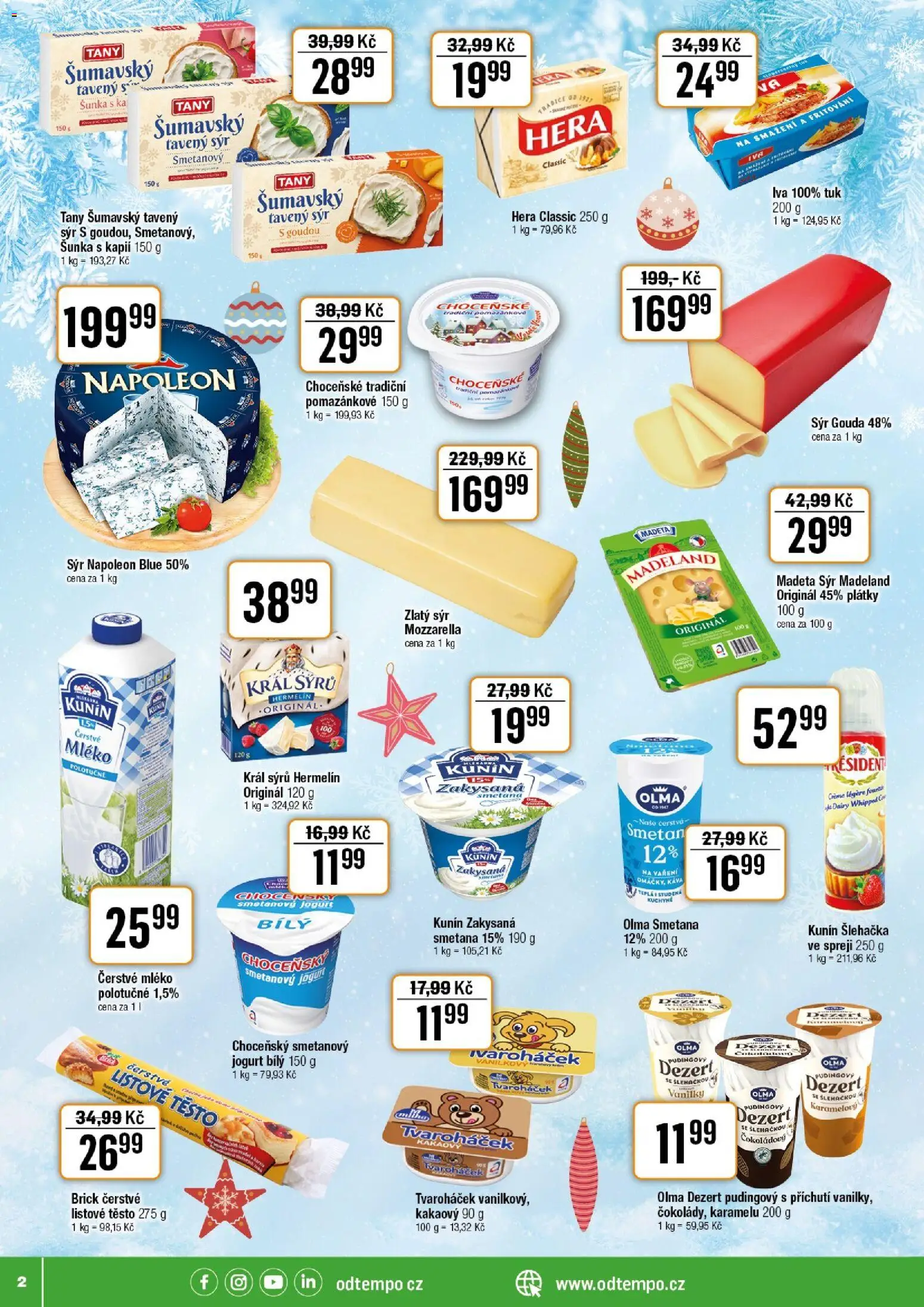 Tempo leták od 03.12.2025 | Strana: 2 | Produkty: Sýr, Smetana, Hera, Mozzarella
