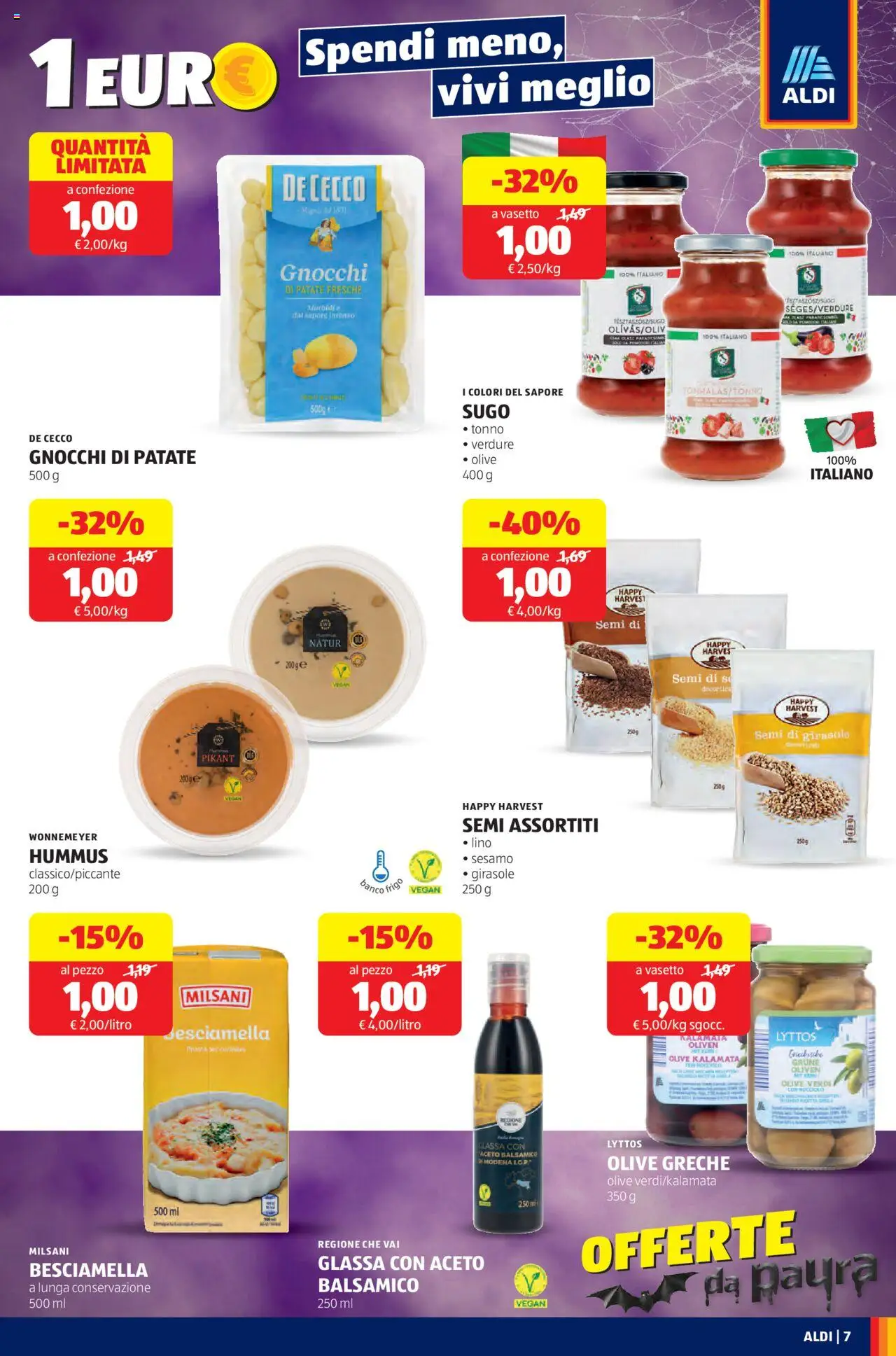 Volantino Aldi del 13.10.2025 | Pagina: 7 | Prodotti: Olive, Hummus, Besciamella, Sugo