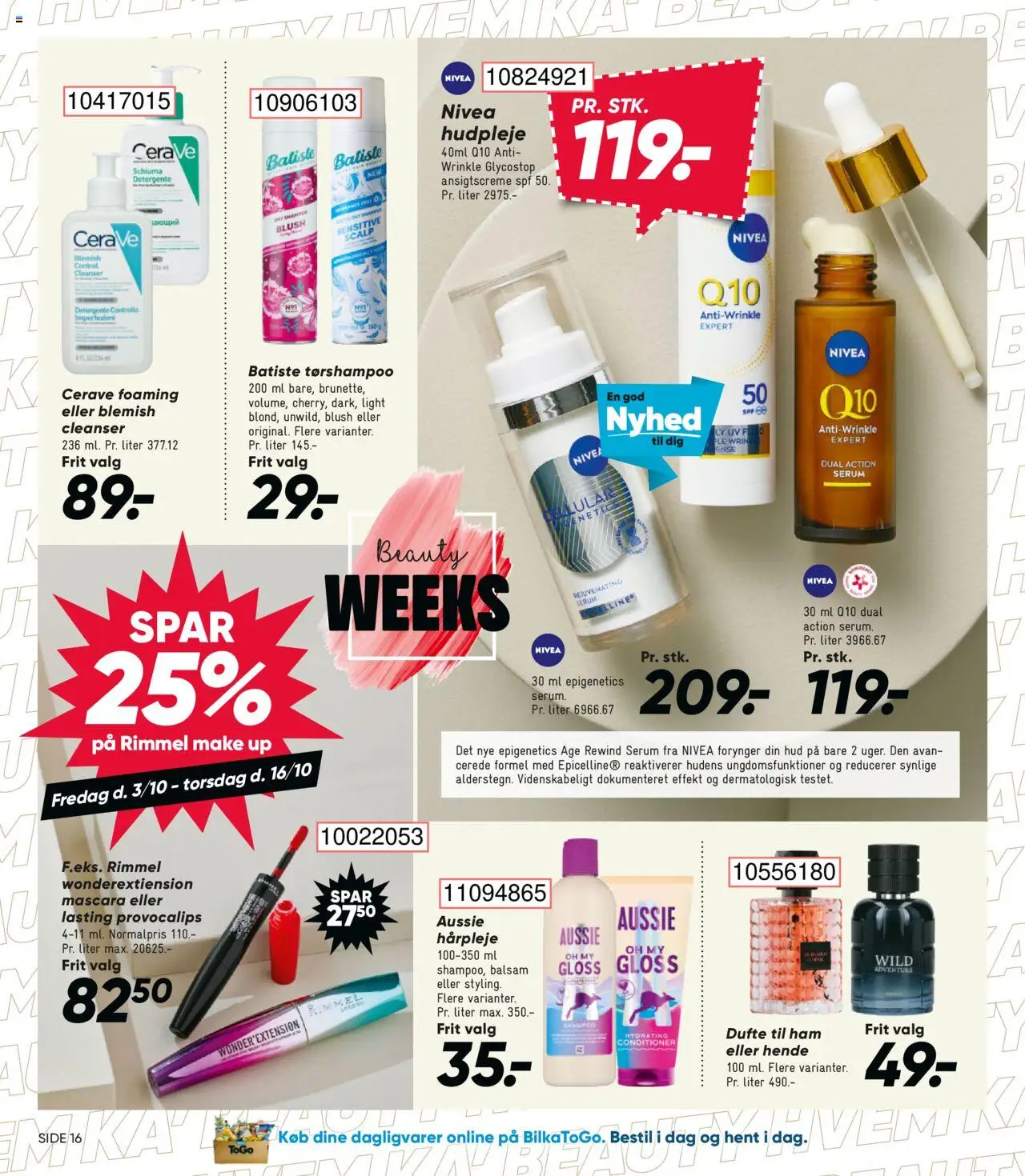Bilka tilbudsavis – gyldig fra 03.10.2025 | Side: 16 | Produkter: Blush, Mascara, Shampoo, Balsam
