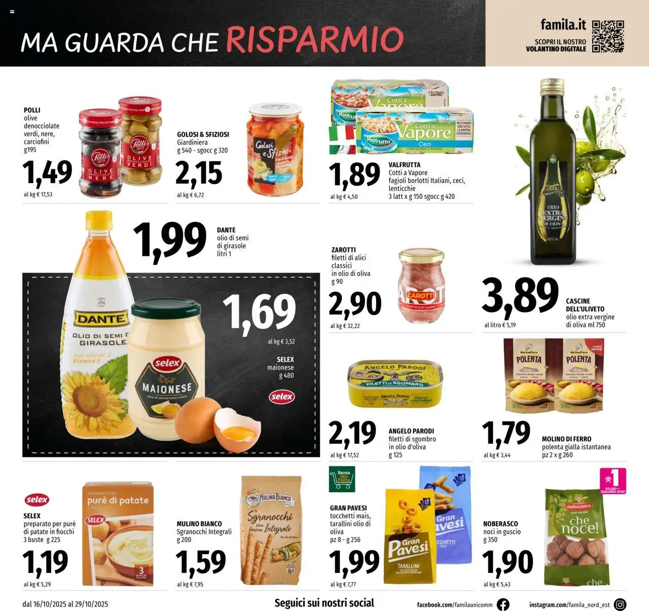 Volantino Famila del 16.10.2025 | Pagina: 12 | Prodotti: Patate, Maionese, Noci, Alici