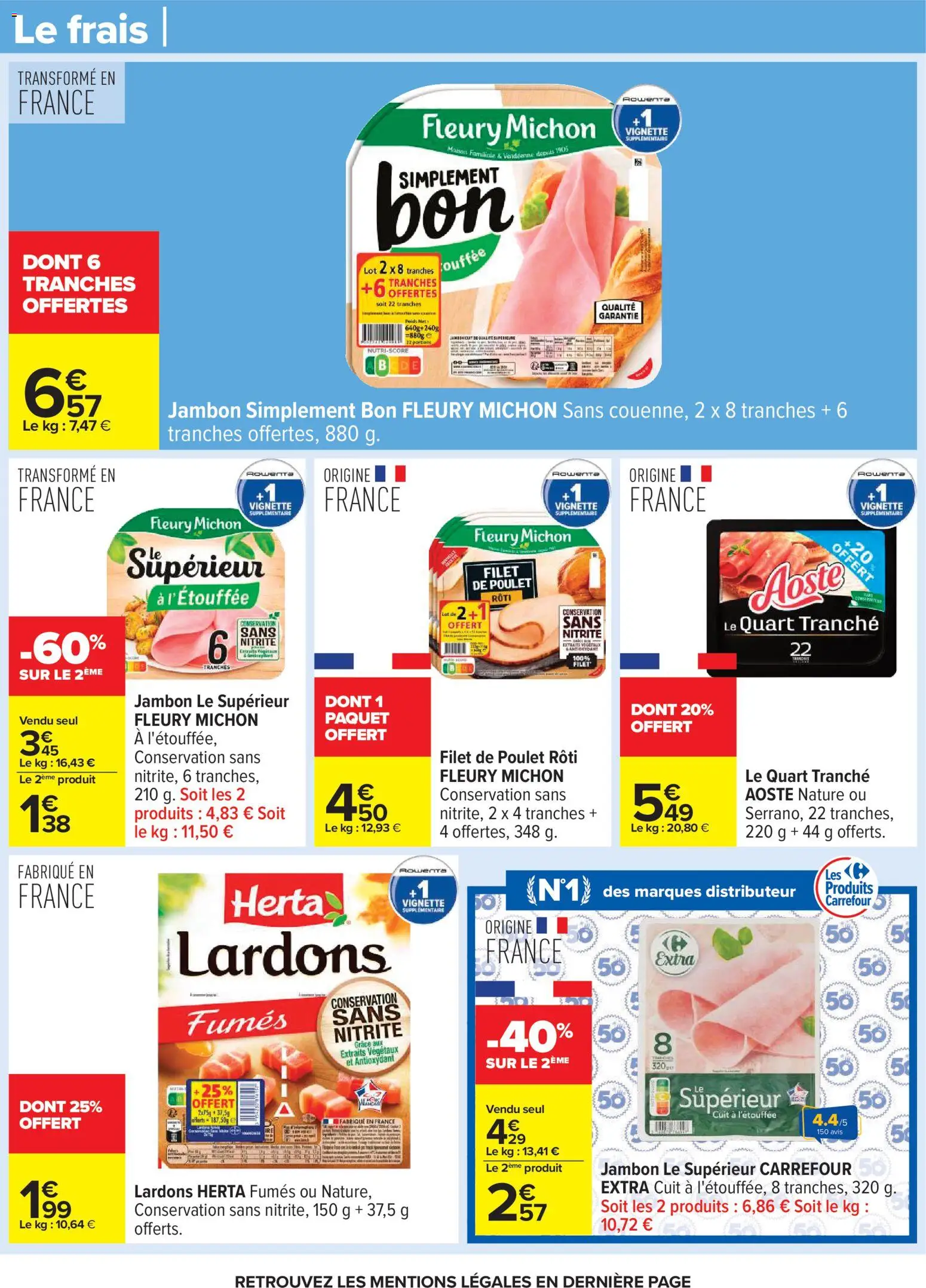 {H1} | Page: 46 | Produits: Poids, Lardons, Jambon