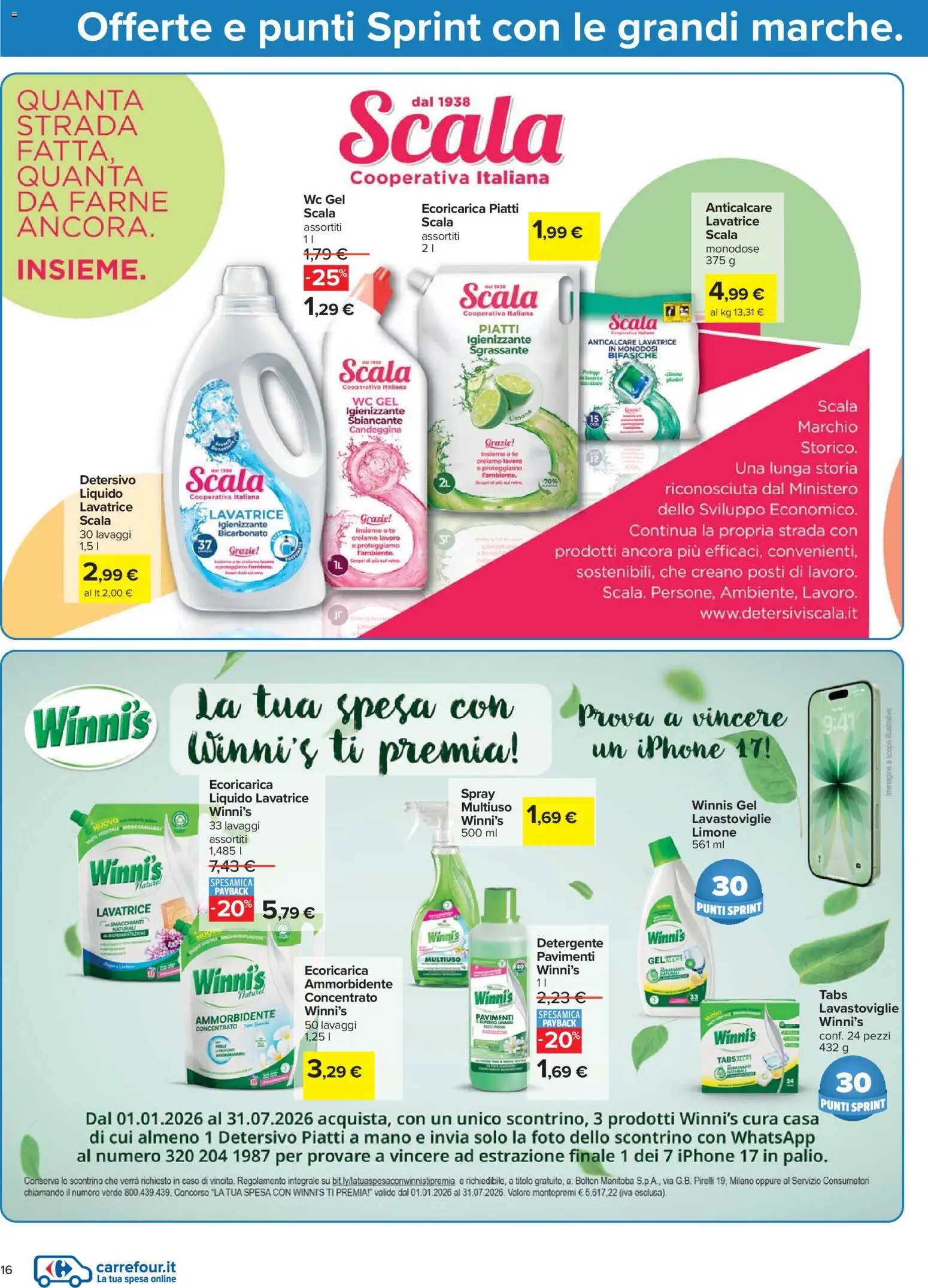 Volantino Carrefour del 07.04.2026 | Pagina: 16 | Prodotti: Candeggina, Limone, Lavatrice, WC