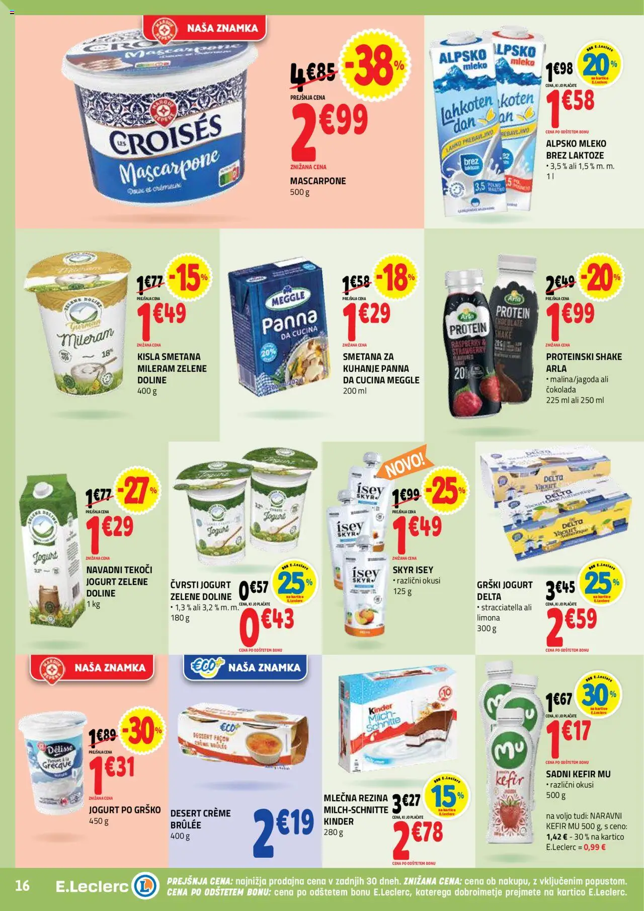 Novi E.leclerc katalog ponudbe – veljaven od 08.10.2025 | Stran: 16 | Izdelki: Kefir, Mleko, Jogurt, Smetana