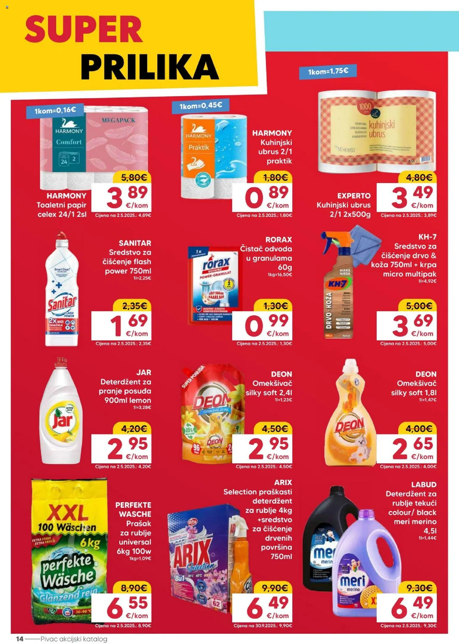 Pivac katalog | vrijedi od 16.03.2026 | Stranica: 14 | Proizvodi: Krpa, Deterdžent, Toaletni papir, Meri Merino