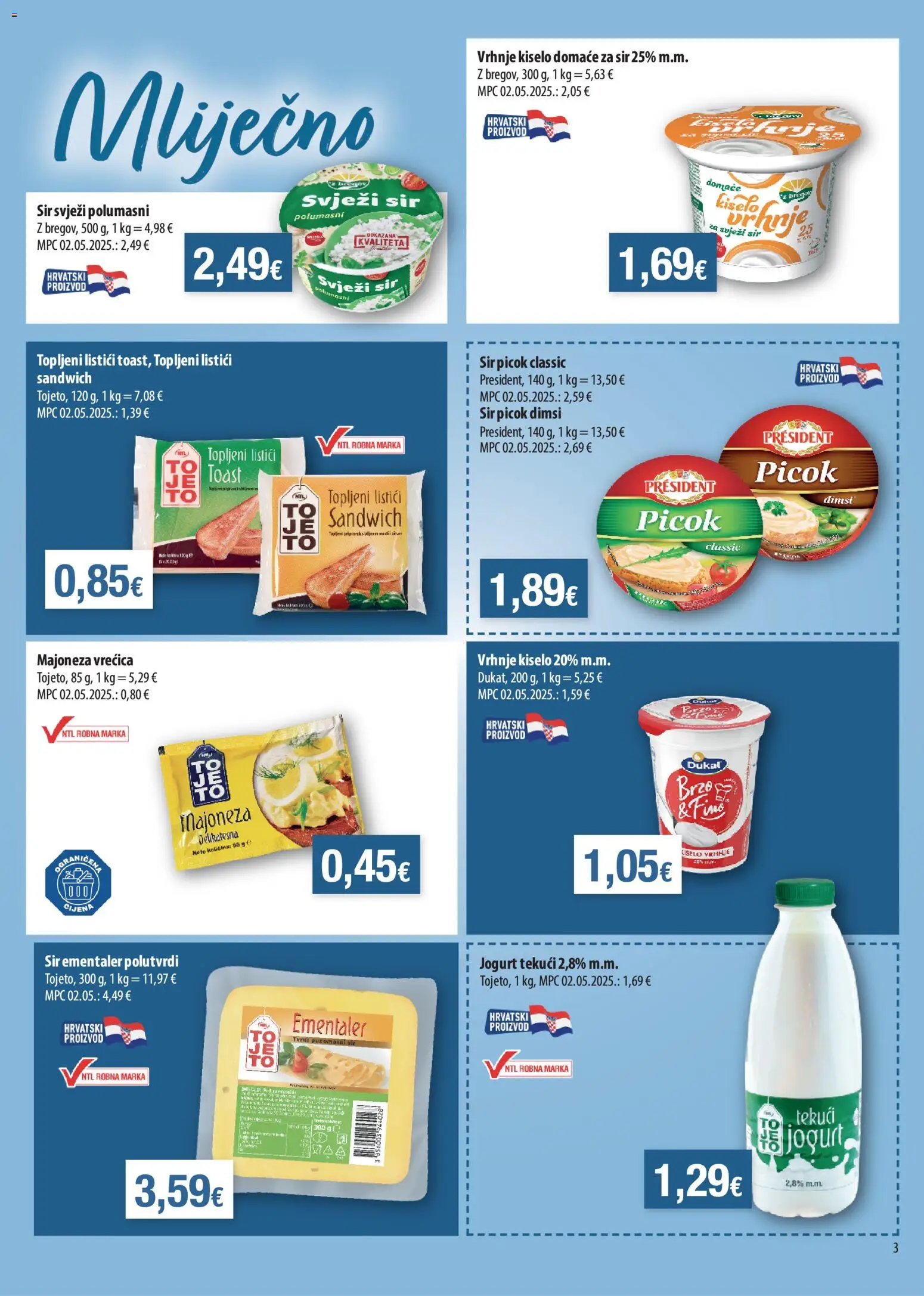 NTL katalog | vrijedi od 15.04.2026 | Stranica: 3 | Proizvodi: Sir, Jogurt, Toast, Svježi sir