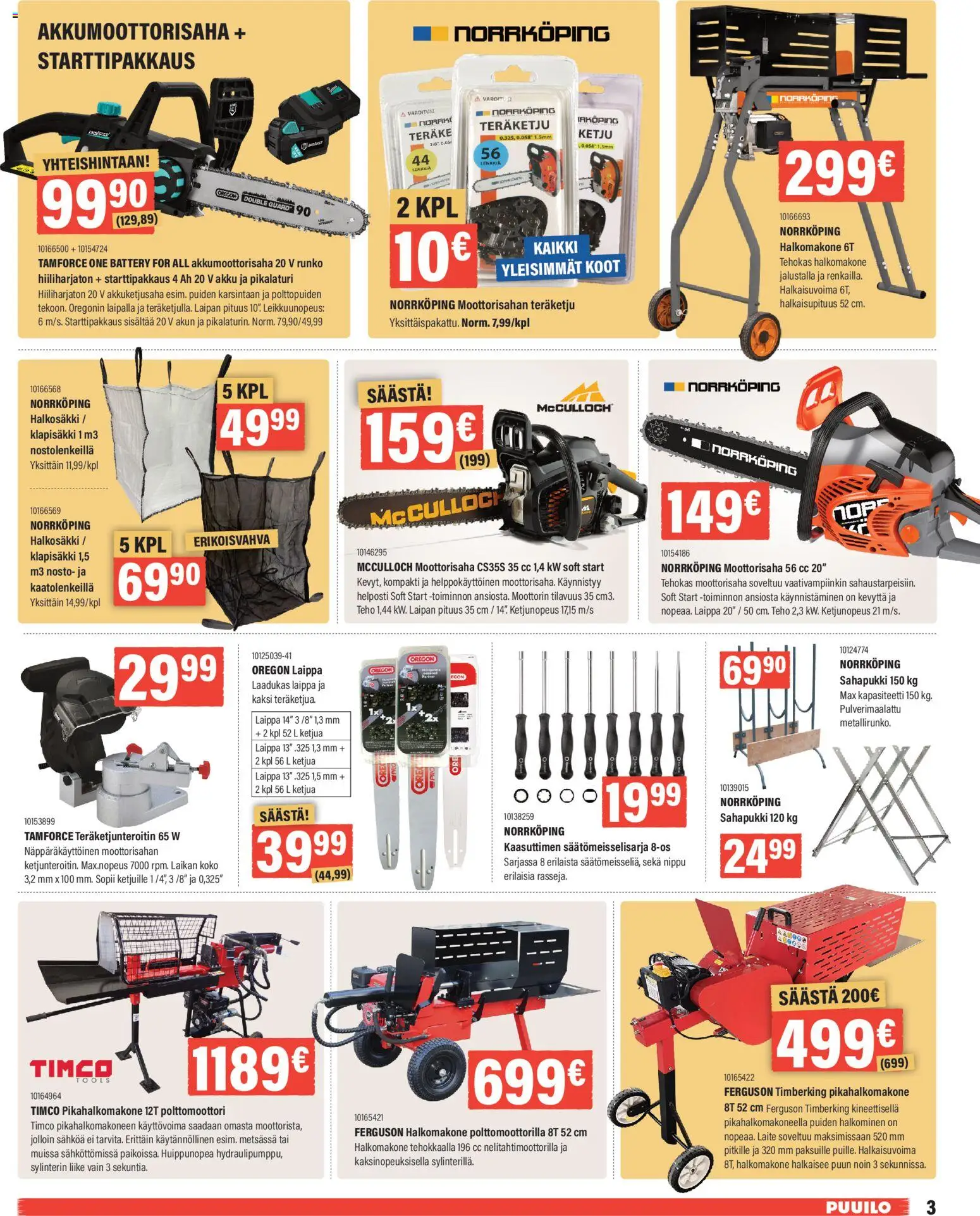 Puuilo tarjoukset – voimassa 02.03.2026 alkaen | Sivu: 3 | Tuotteet: Moottorisaha, Akku