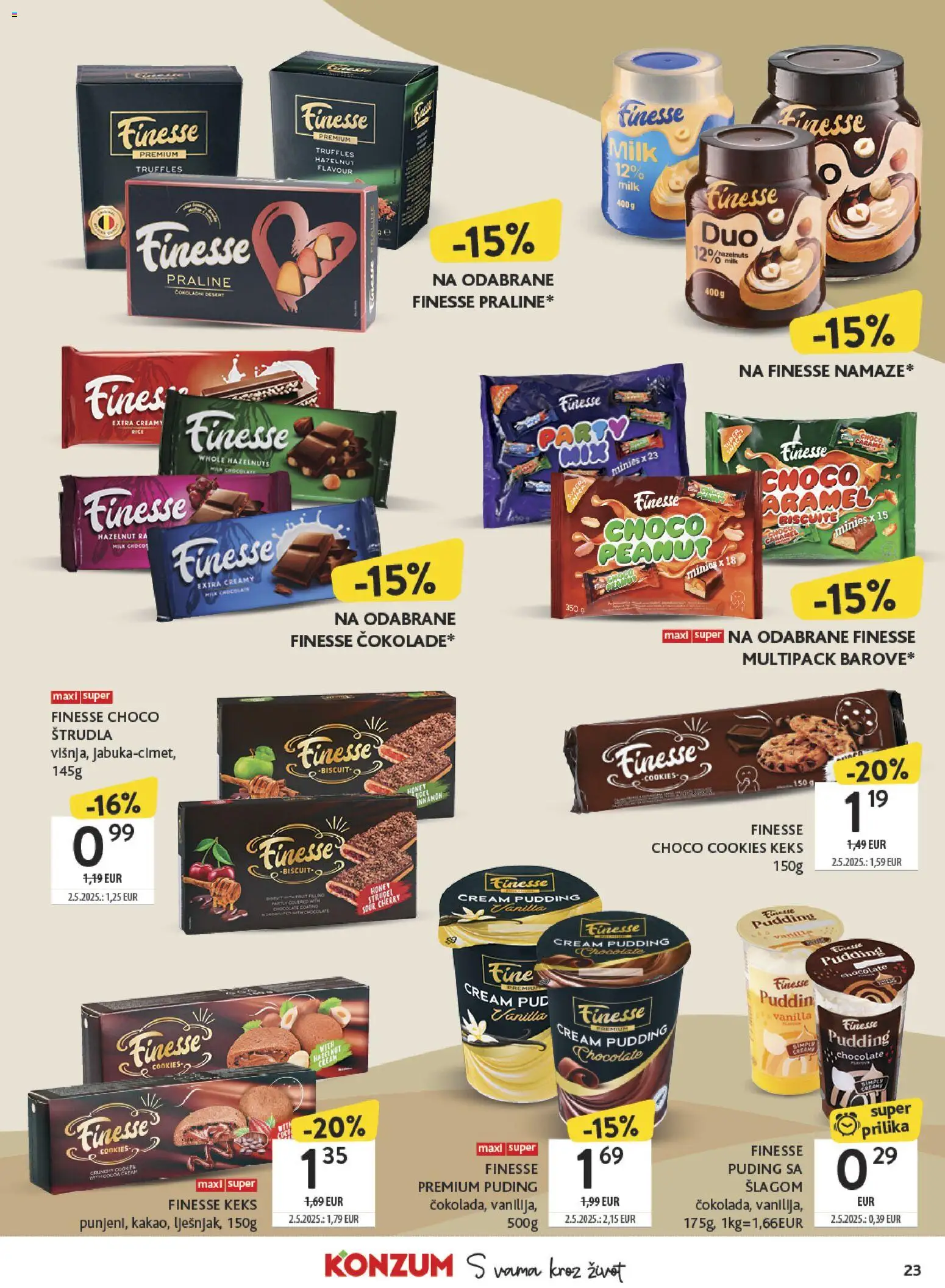 Konzum HR akciós ujság - amely érvényes a következő dátumtól: 19.01.2026 | Oldal: 23 | Termékek: Puding, Praliné