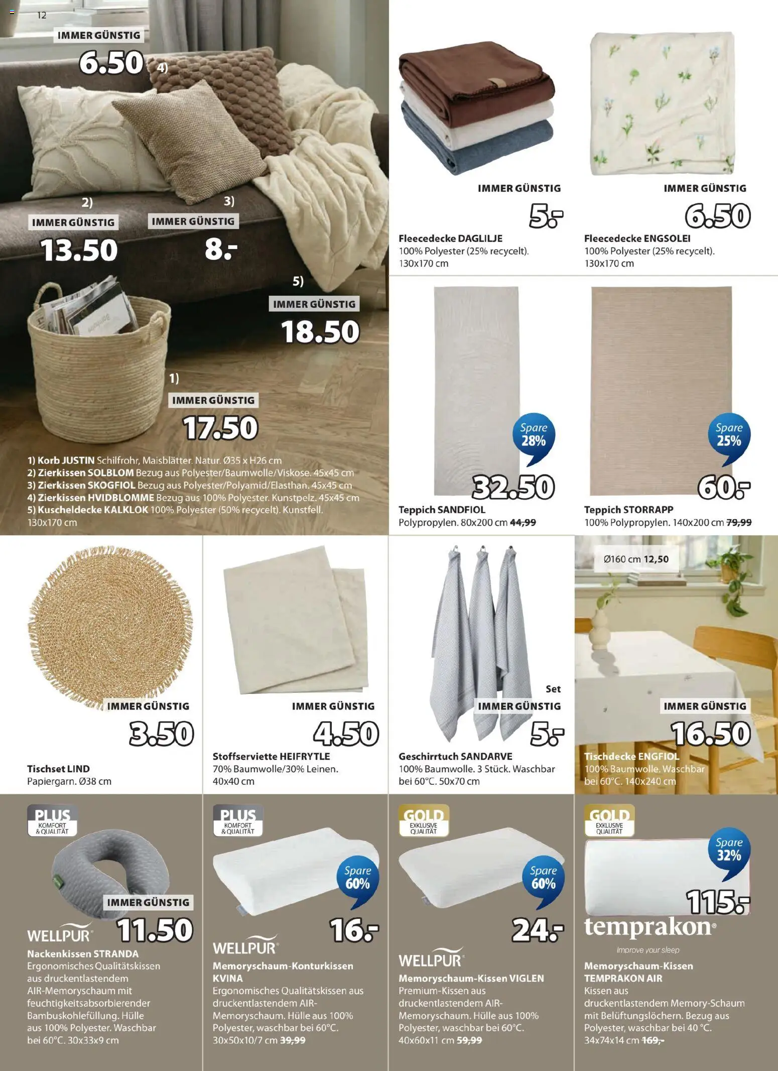 JYSK Prospekt aktuell gültig ab 28.04.2026 | Seite: 12 | Produkte: Hülle, Kissen, Korb, Teppich