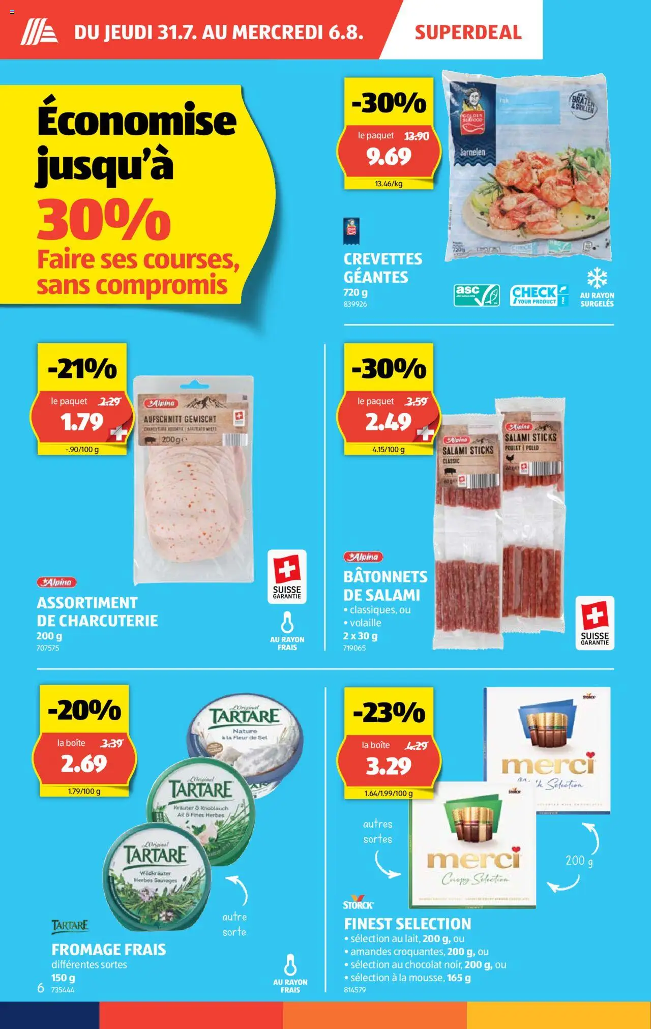 Aldi Prospectus ab 31.07.2025 | Seite: 6 | Produkte: Garnelen, Salami, Knoblauch