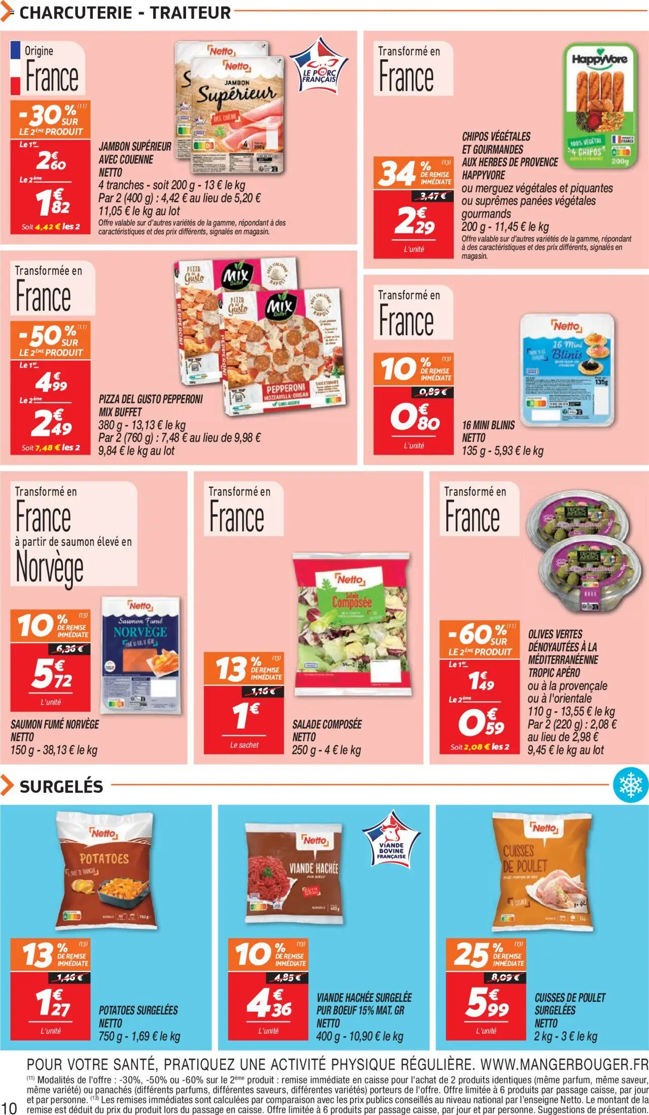  | Page: 10 | Produits: Cuisses de poulet, Herbes de provence, Buffet, Pizza