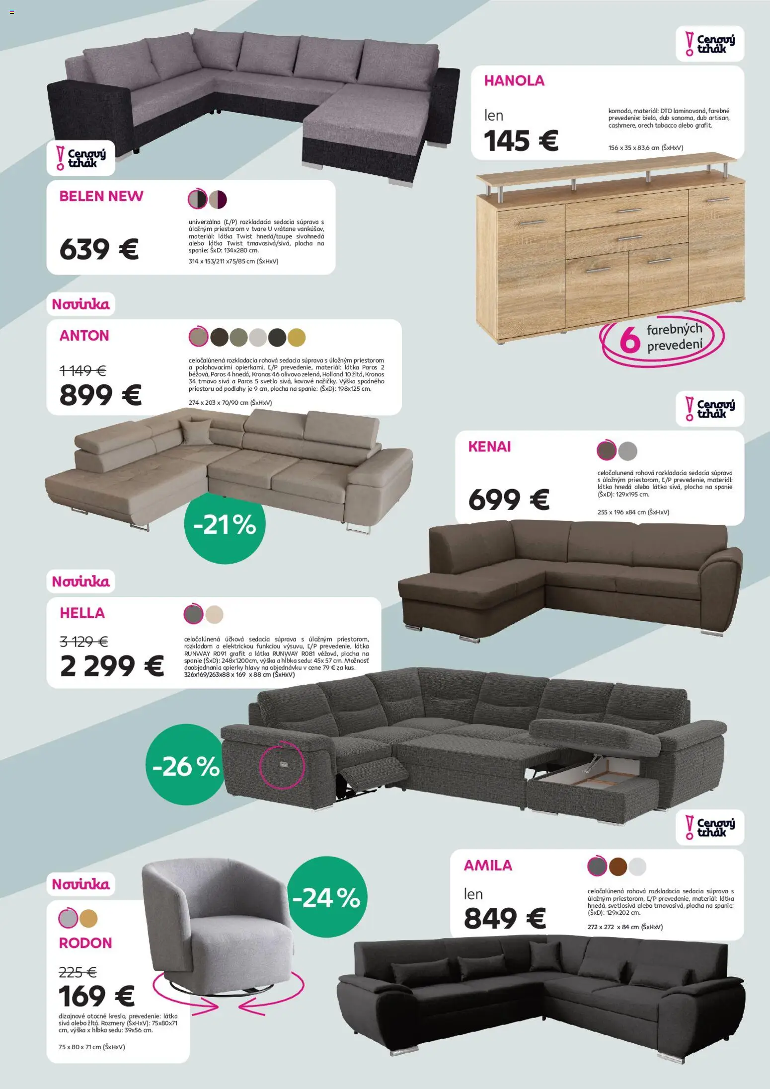 Nové Kondela akcie – leták je platný od 11.02.2026 | Strana: 3 | Produkty: Rohová sedacia súprava, Sedacia súprava, Svetlo