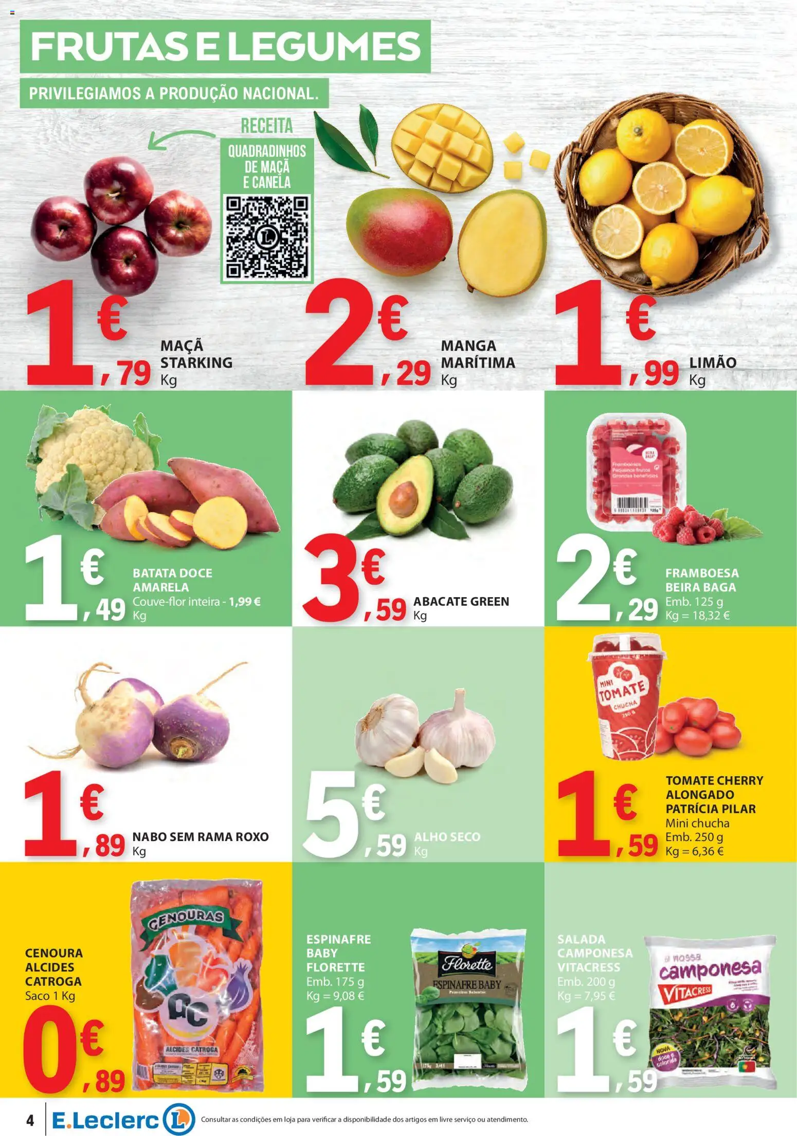 E.Leclerc folheto │ válido de 02.01.2026 | Página: 4 | Produtos: Canela, Tomate, Cenoura, Salada